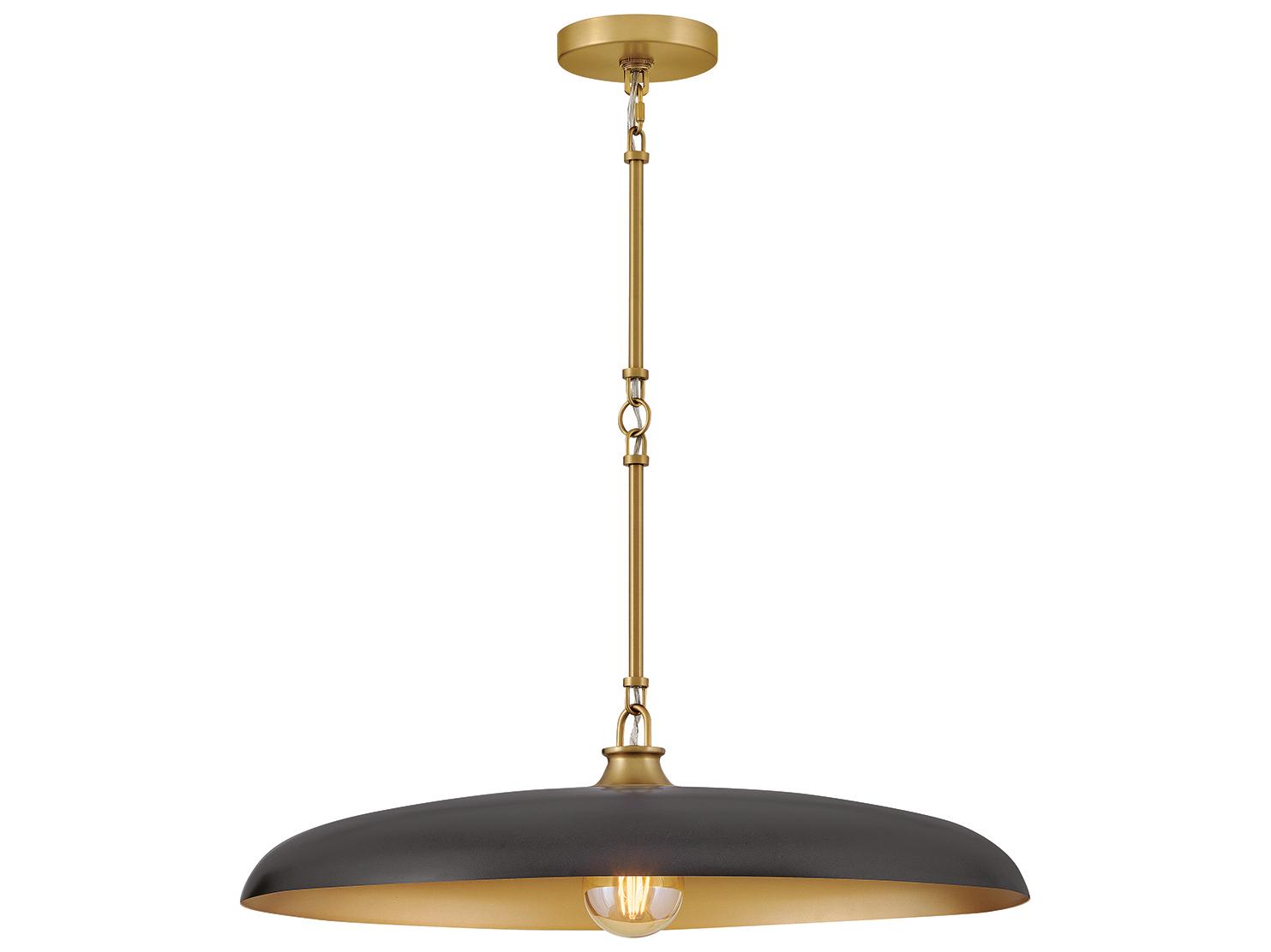 Hinkley Sadie 1-Light Lacquered Brass Black Dome Pendant