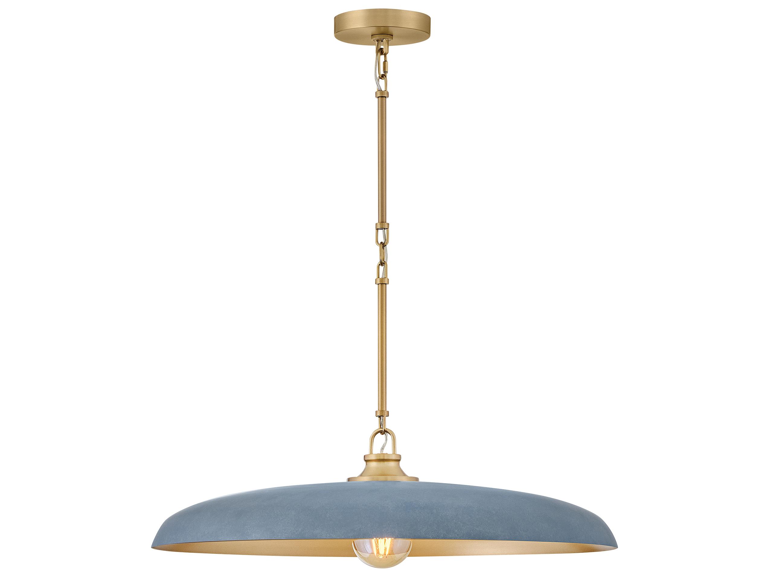 Hinkley Sadie 1-Light Lacquered Brass Vintage Denim Blue Round Pendant