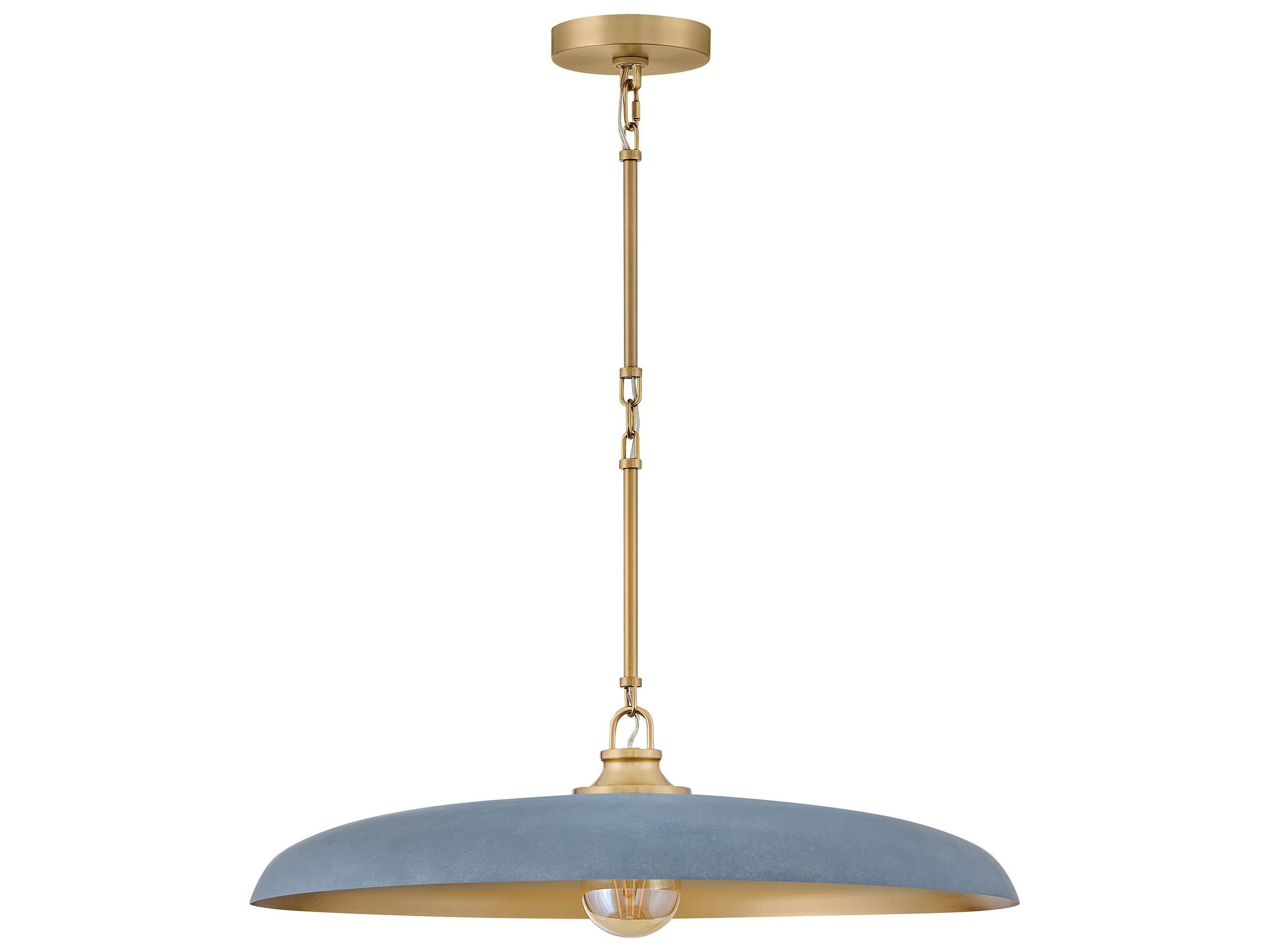 Hinkley Sadie 1-Light Lacquered Brass Vintage Denim Blue Round Pendant