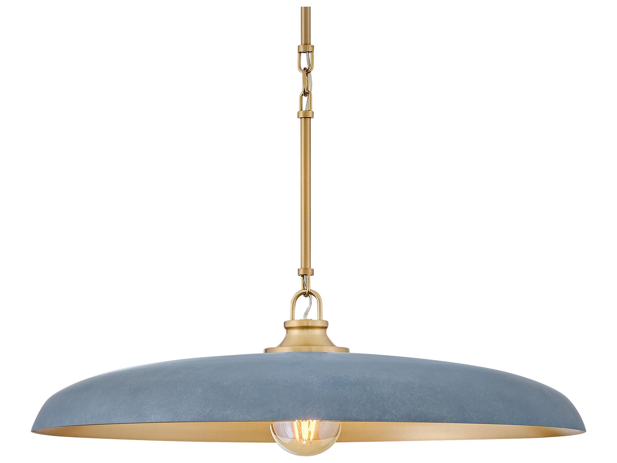 Hinkley Sadie 1-Light Lacquered Brass Vintage Denim Blue Round Pendant