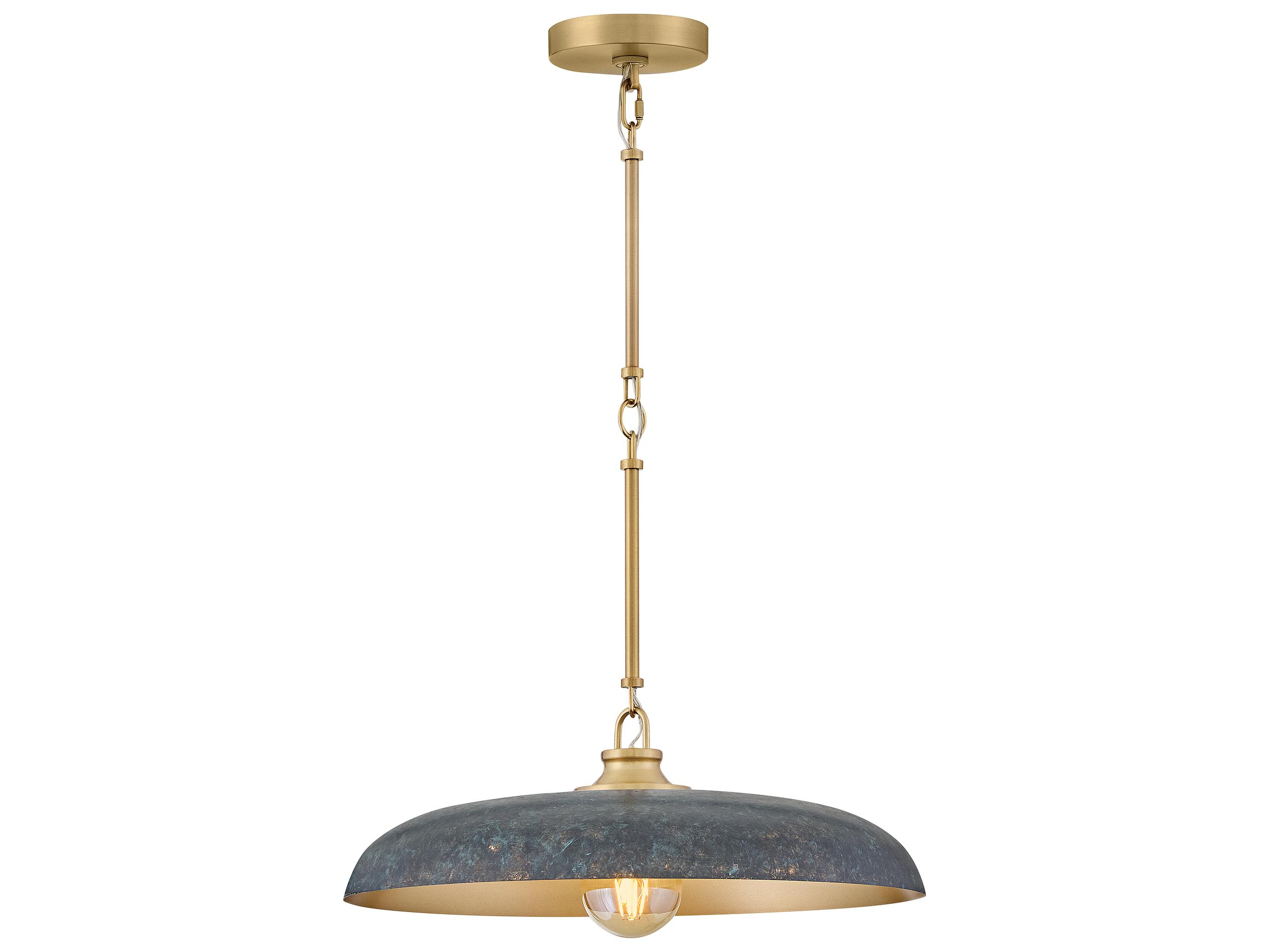 Hinkley Sadie 1-Light Lacquered Brass Antique Verdigris Gray Round Pendant