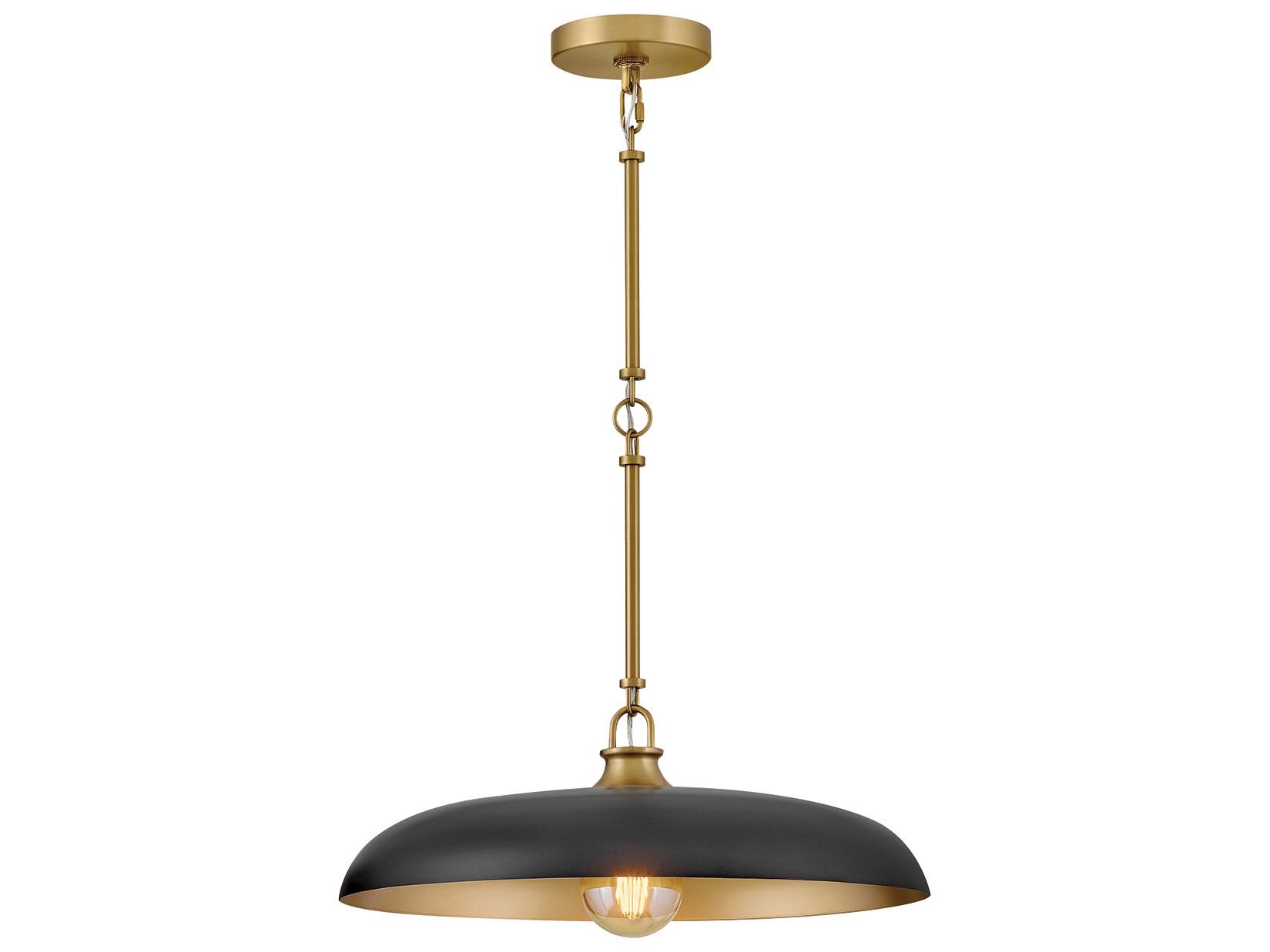Hinkley Sadie 1-Light Lacquered Brass Black Dome Pendant