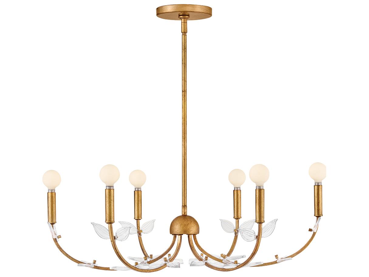 Hinkley Aliso 6-Light Distressed Brass Candelabra Chandelier
