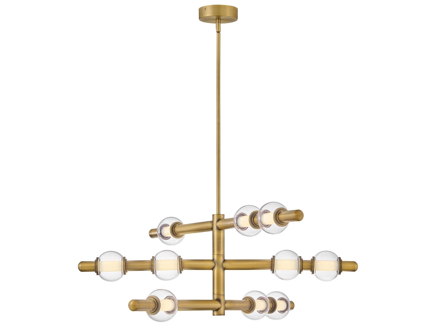 Hinkley Saxon Lacquered Brass Globe Linear Chandelier