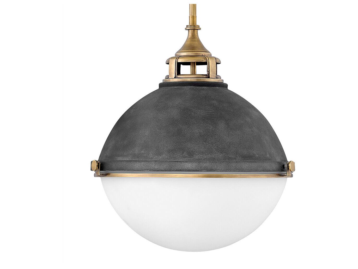 Hinkley Fletcher 2-Light Aged Zinc Gray Glass Globe Pendant