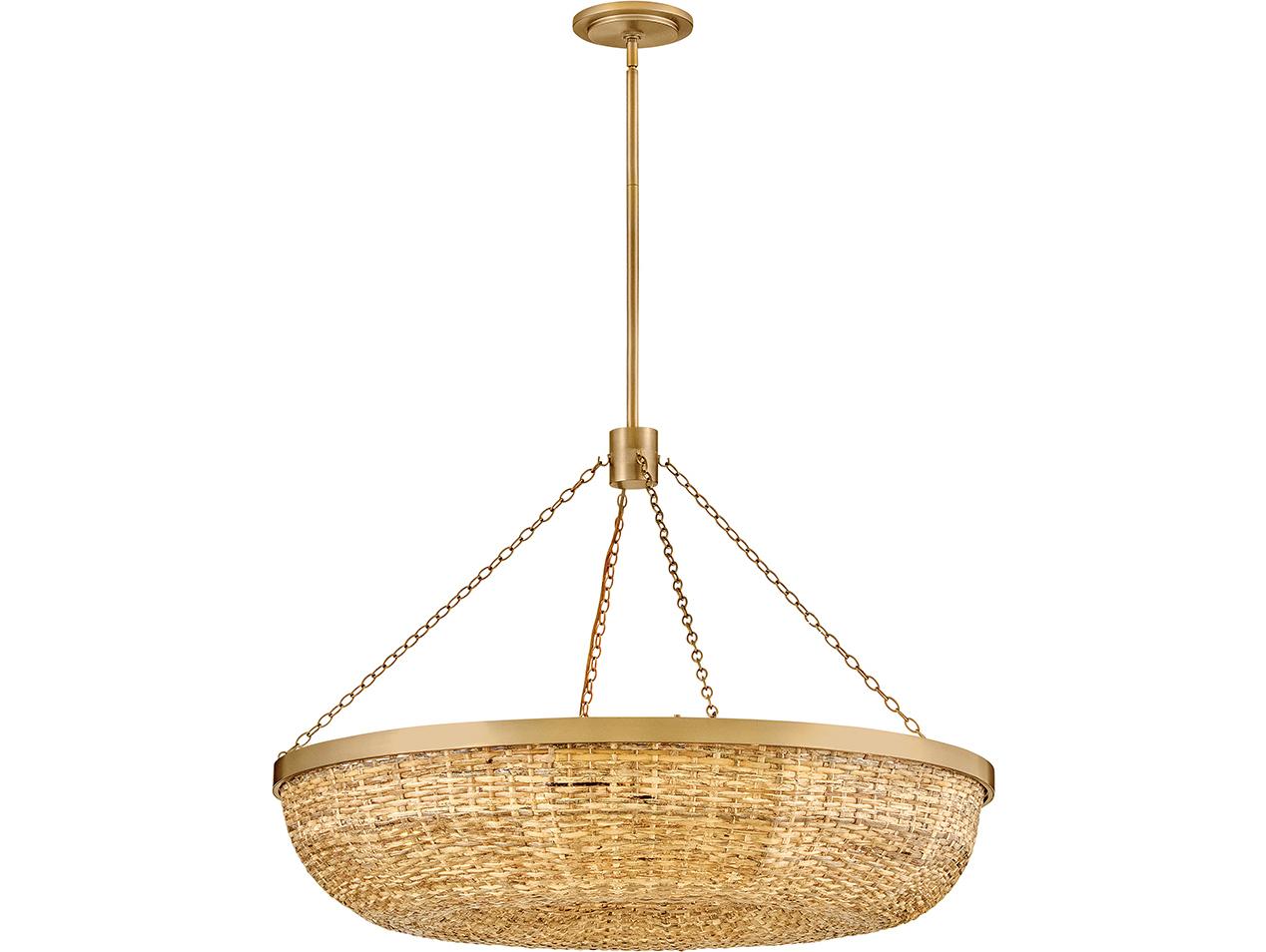 Hinkley Sanibel 8-Light Lacquered Brass Natural Bowl Pendant