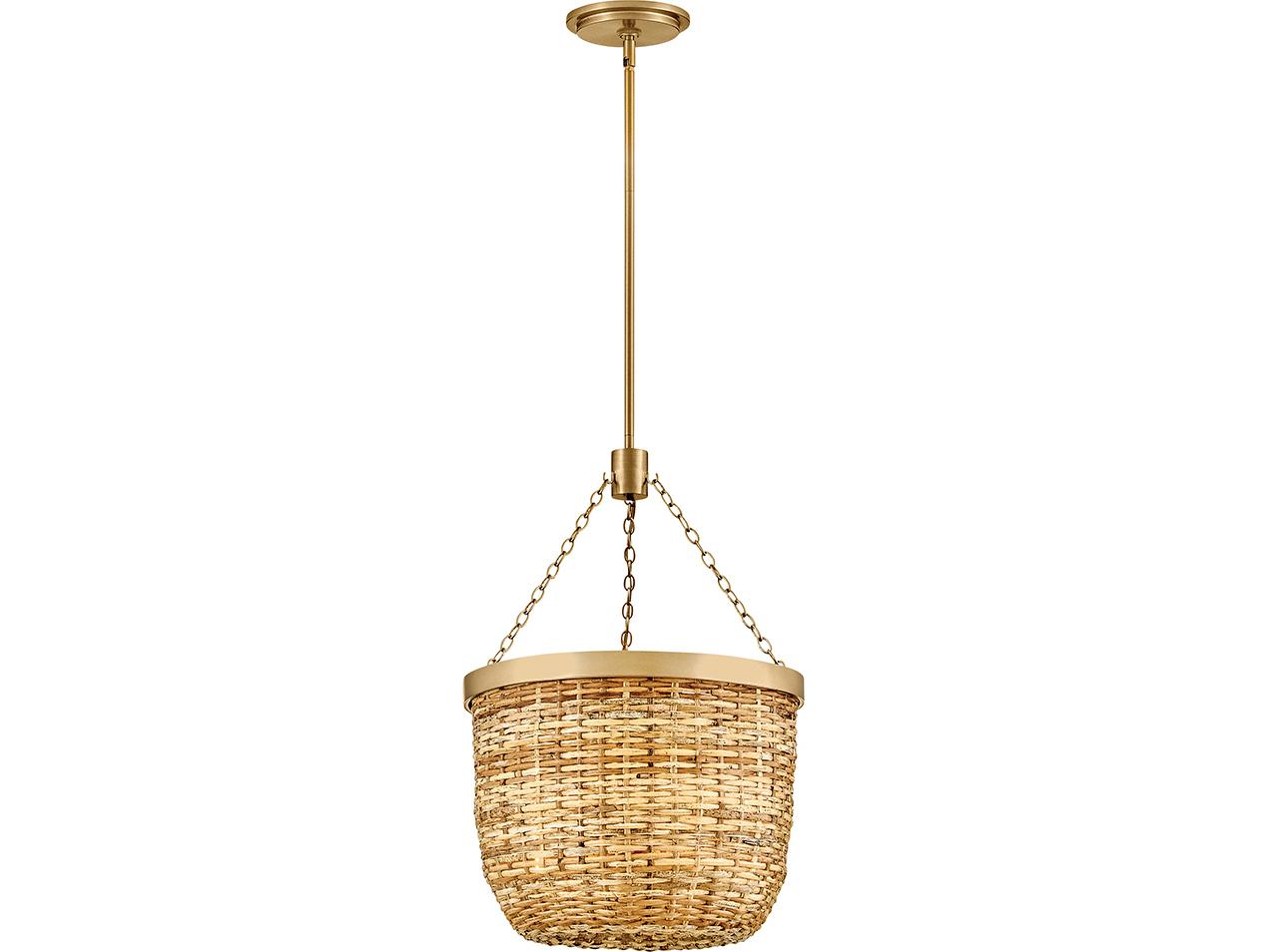 Hinkley Sanibel 3-Light Lacquered Brass Natural Bowl Pendant