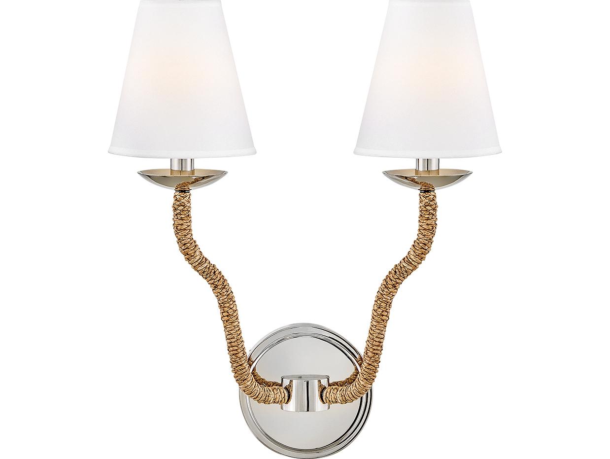 Hinkley Harwich 2-Light Polished Nickel Natural Brown Wall Sconce
