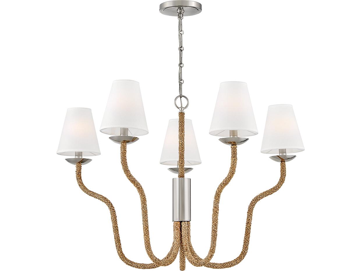 Hinkley Harwich 5-Light Polished Nickel Natural Brown Bell Chandelier