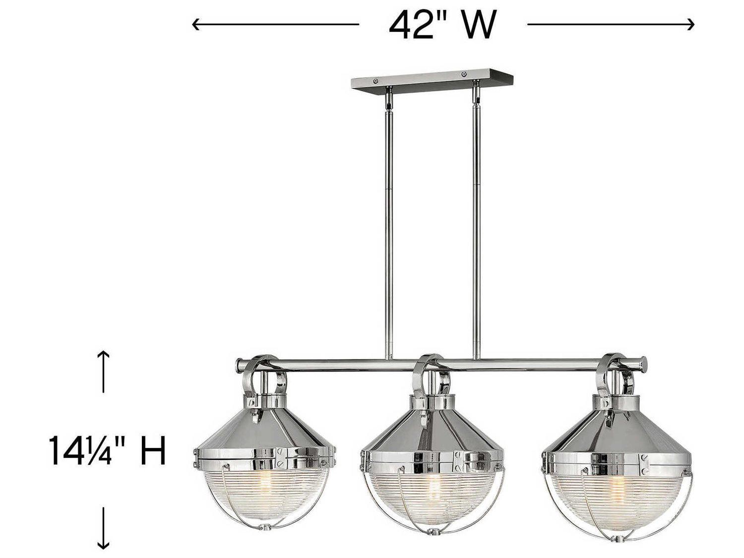 Hinkley Crew 3-Light Polished Nickel Glass Geometric Island Pendant