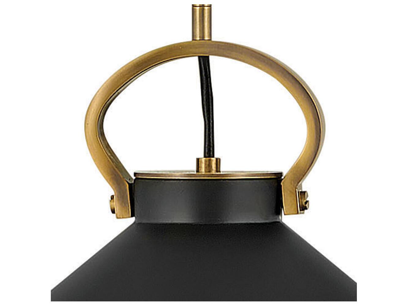 Hinkley Crew 1-Light Heritage Brass Black Glass Geometric Mini Pendant