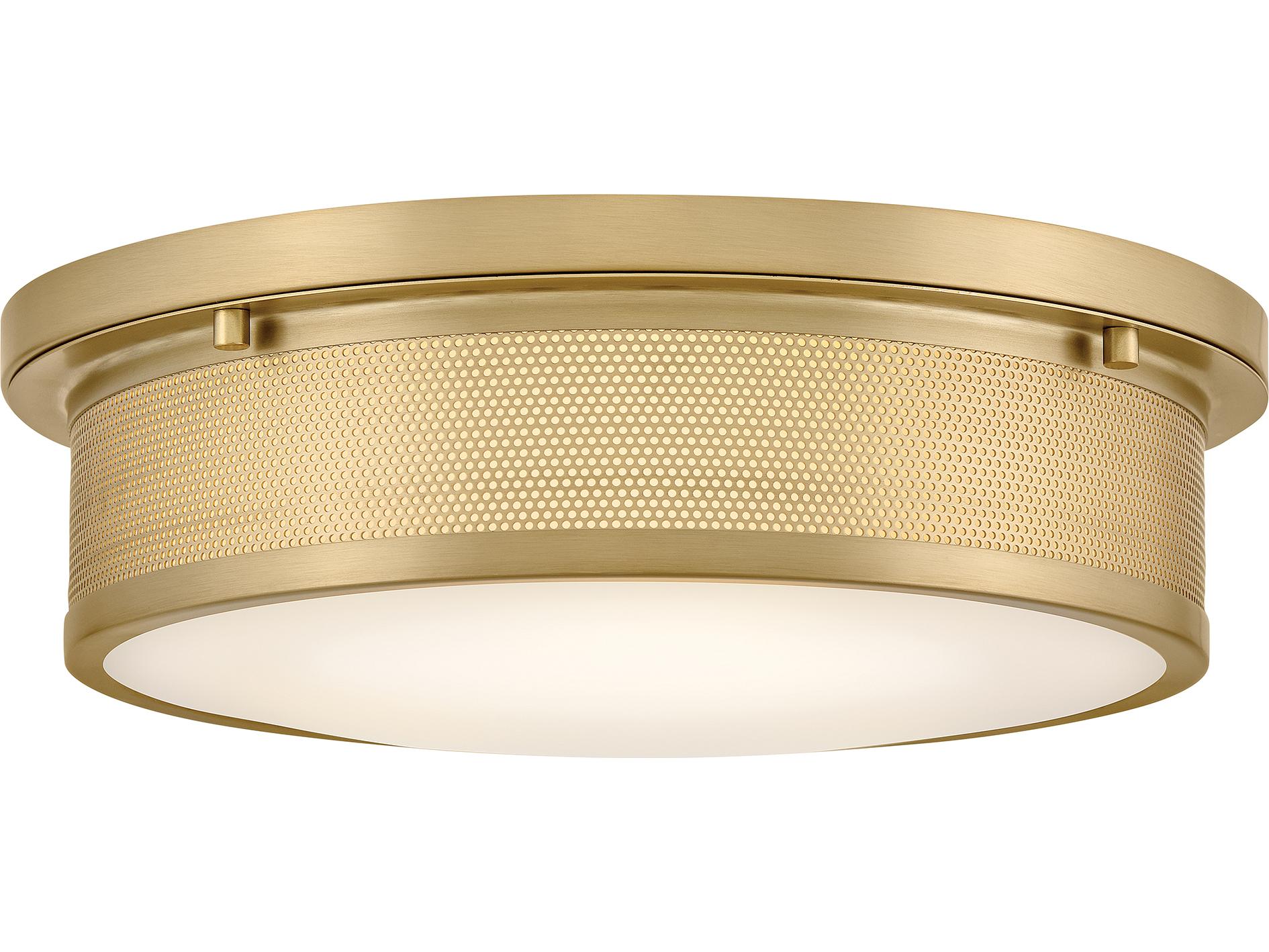 Hinkley Pierce 3-Light Lacquered Brass Round Flush Mount