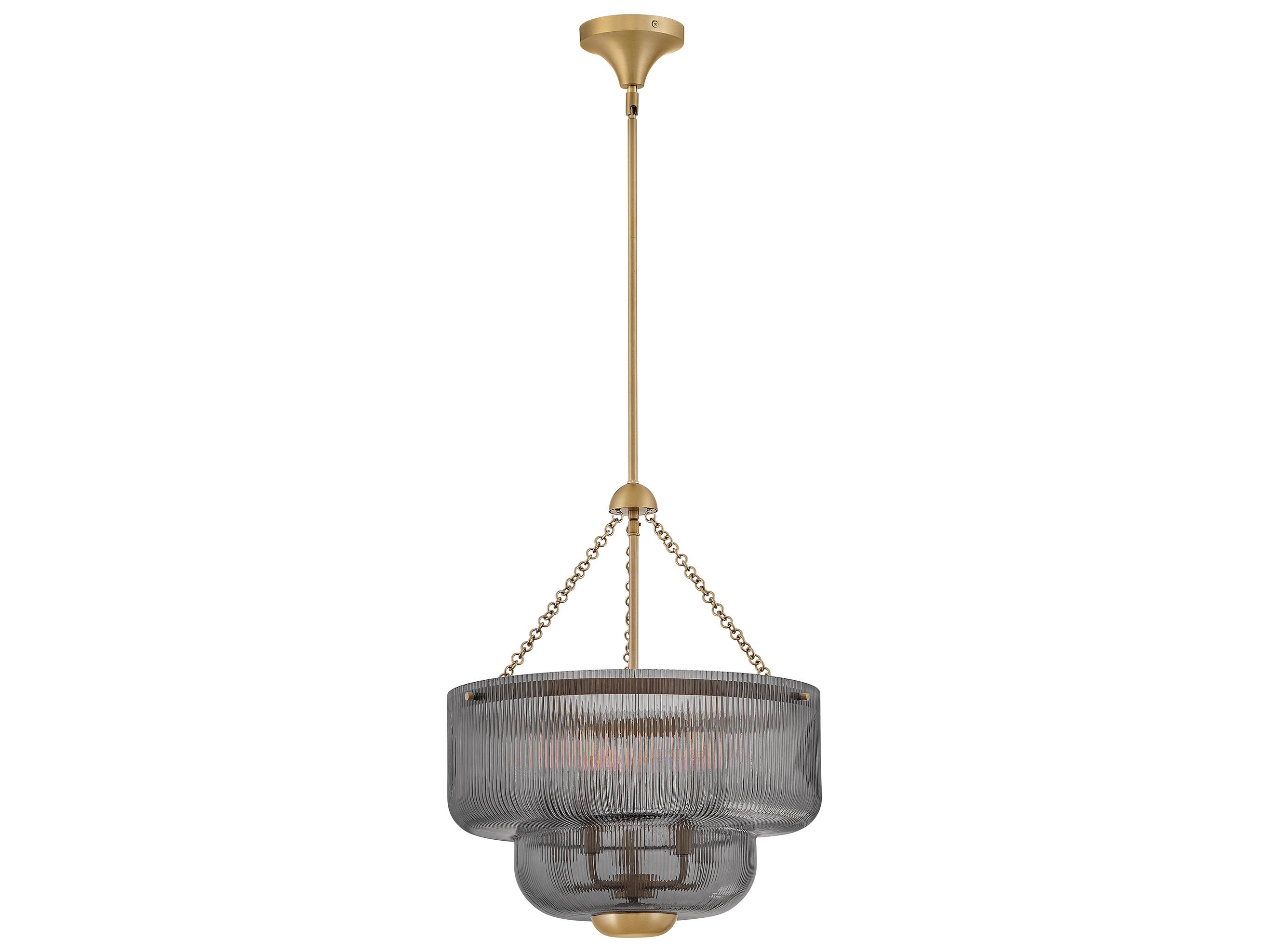 Hinkley Adella 5-Light Lacquered Brass Gray Round Pendant