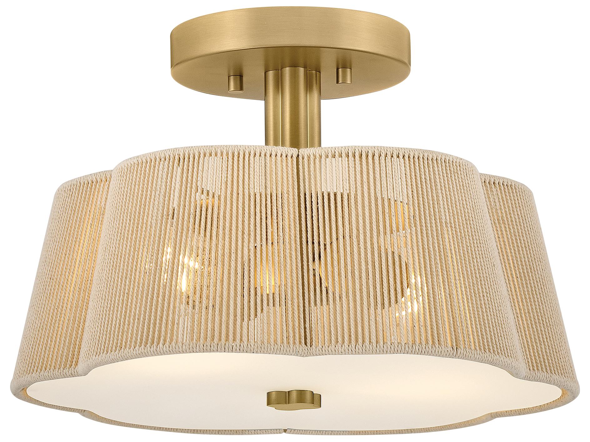 Hinkley Sasha 2-Light Lacquered Brass Semi Flush Mount