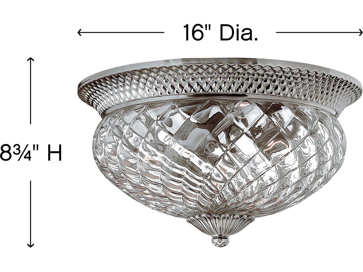 Hinkley Plantation 3-Light Polished Antique Nickel Glass Dome Flush Mount