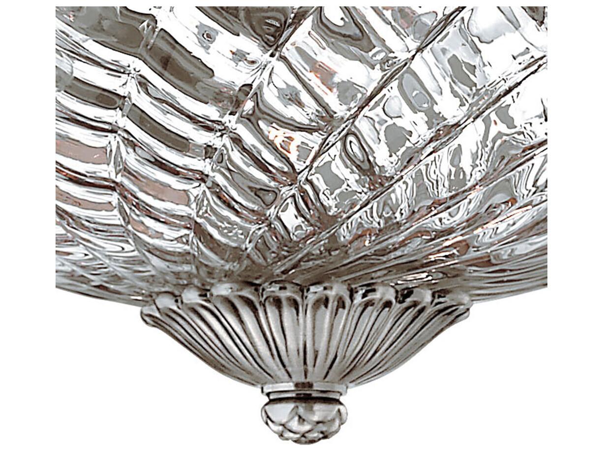 Hinkley Plantation 3-Light Polished Antique Nickel Glass Dome Flush Mount