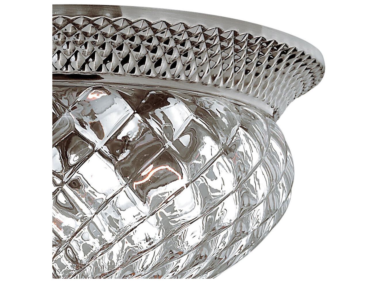 Hinkley Plantation 3-Light Polished Antique Nickel Glass Dome Flush Mount