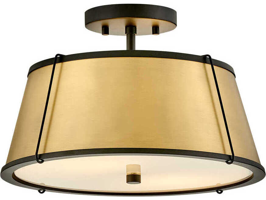 Hinkley Clarke 2-Light Black Lacquered Dark Brass Semi Flush Mount