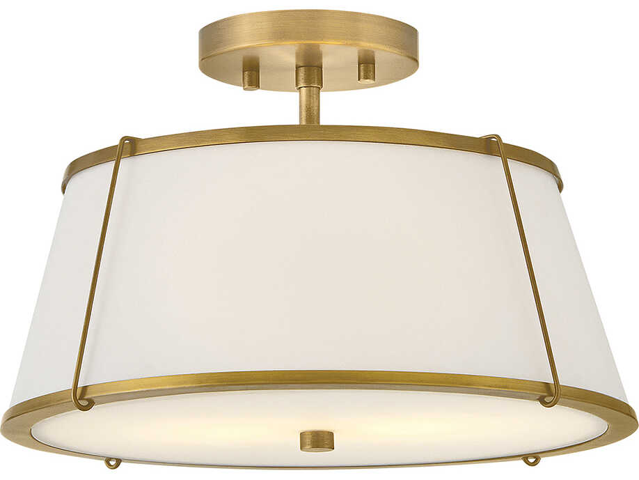 Hinkley Clarke 2-Light Lacquered Dark Brass Drum Semi Flush Mount