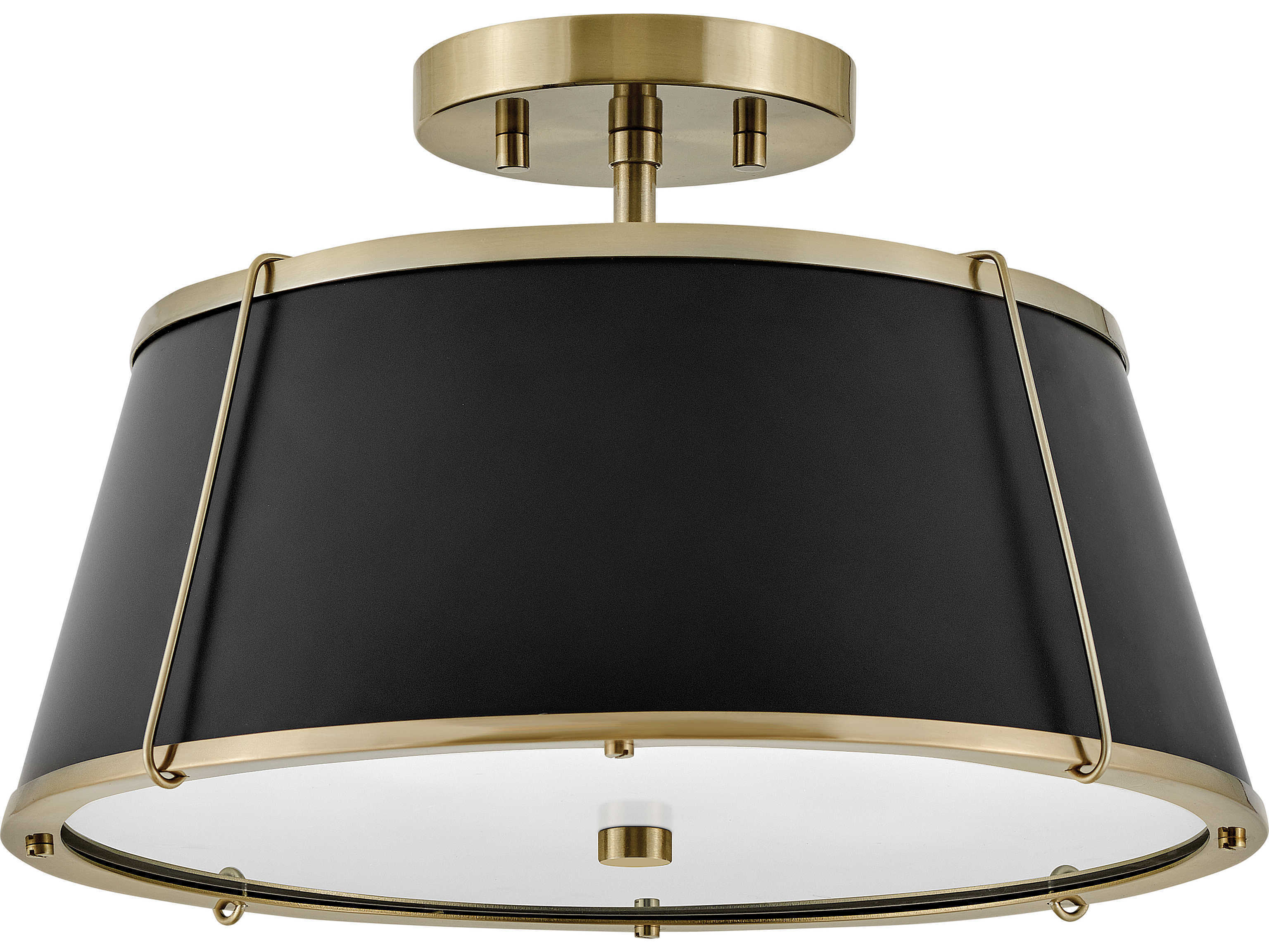 Hinkley Clarke 2-Light Warm Brass Drum Semi Flush Mount