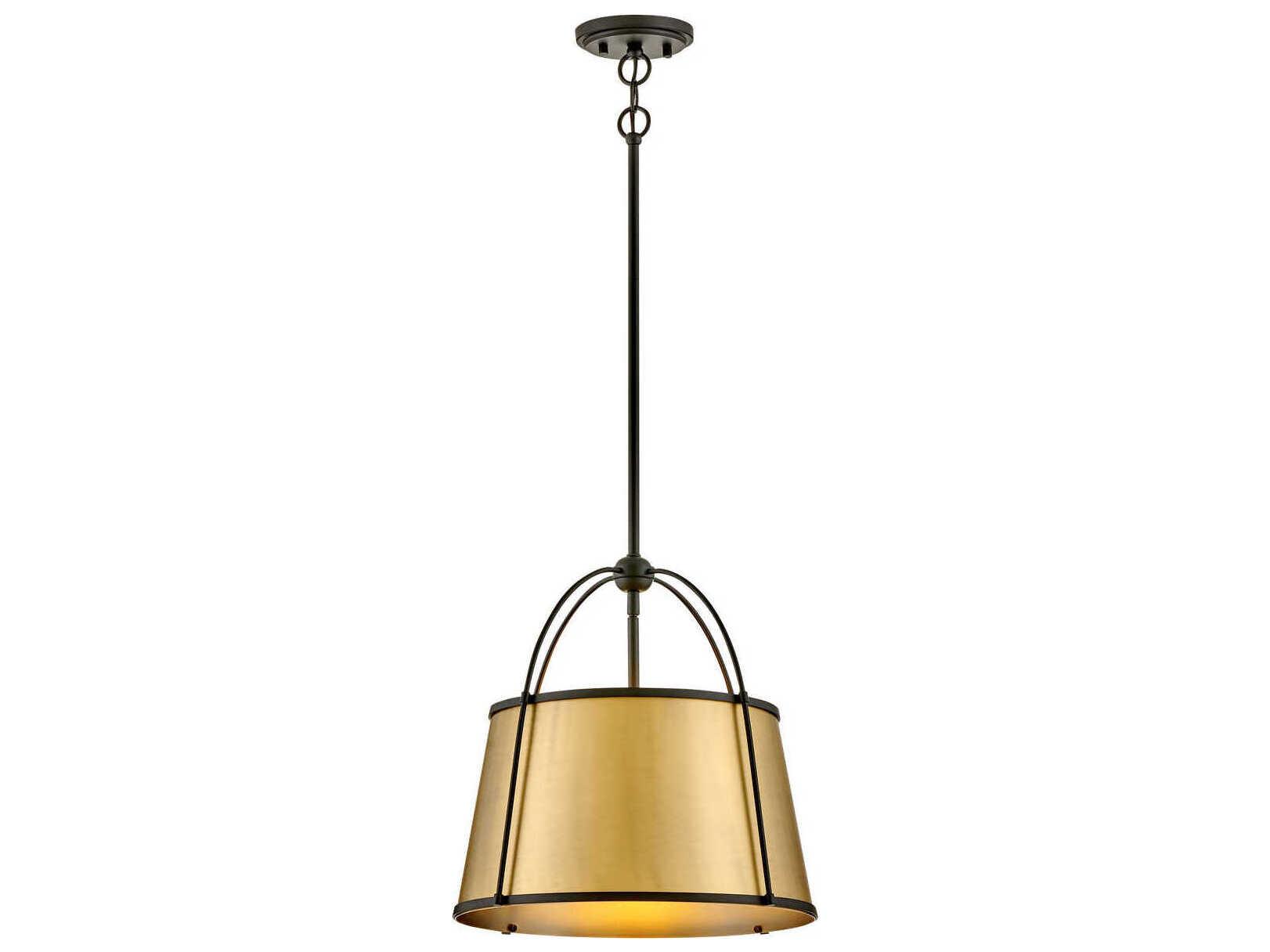 Hinkley Clarke 1-Light Black Lacquered Dark Brass Pendant