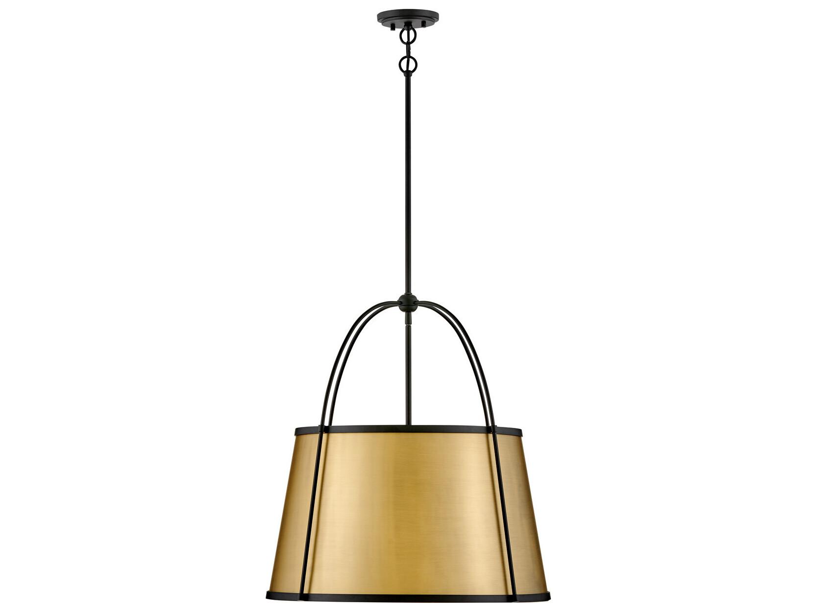 Hinkley Clarke 4-Light Black Lacquered Dark Brass Pendant