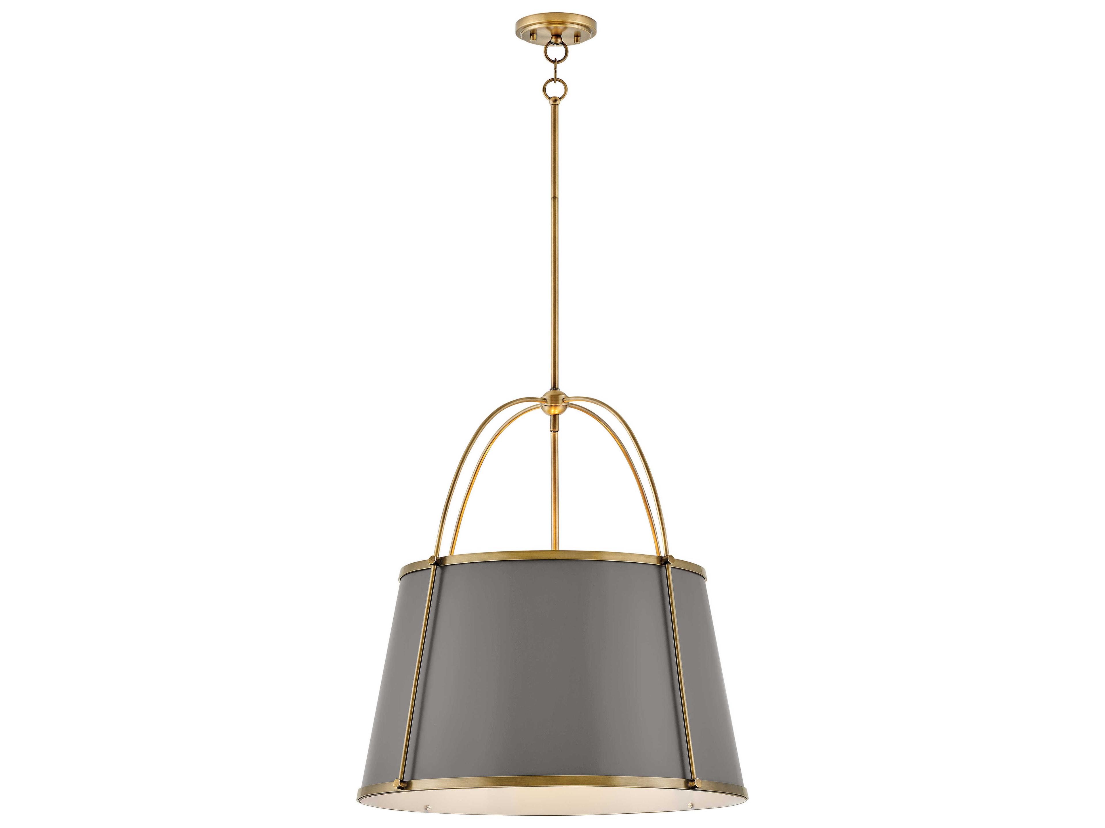 Hinkley Clarke 4-Light Matte Grey Lacquered Dark Brass Drum Pendant