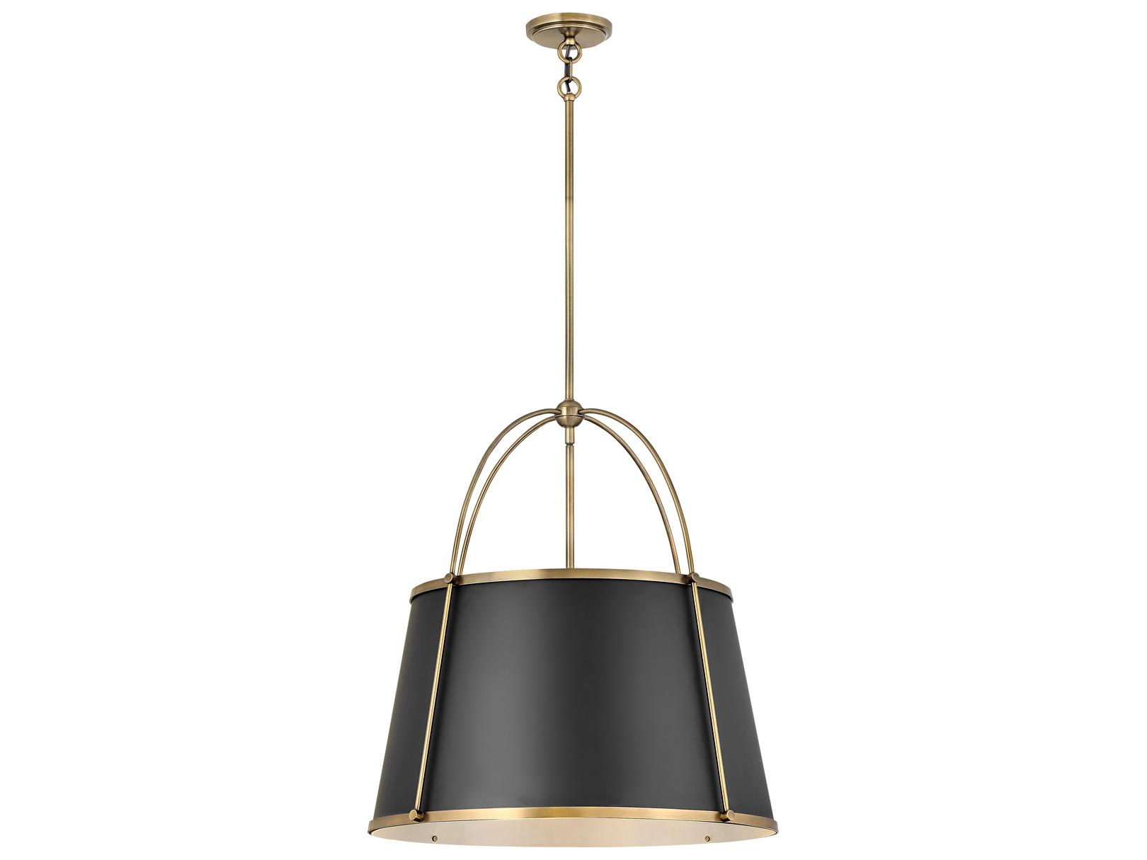 Hinkley Clarke 4-Light Warm Brass Black Drum Pendant