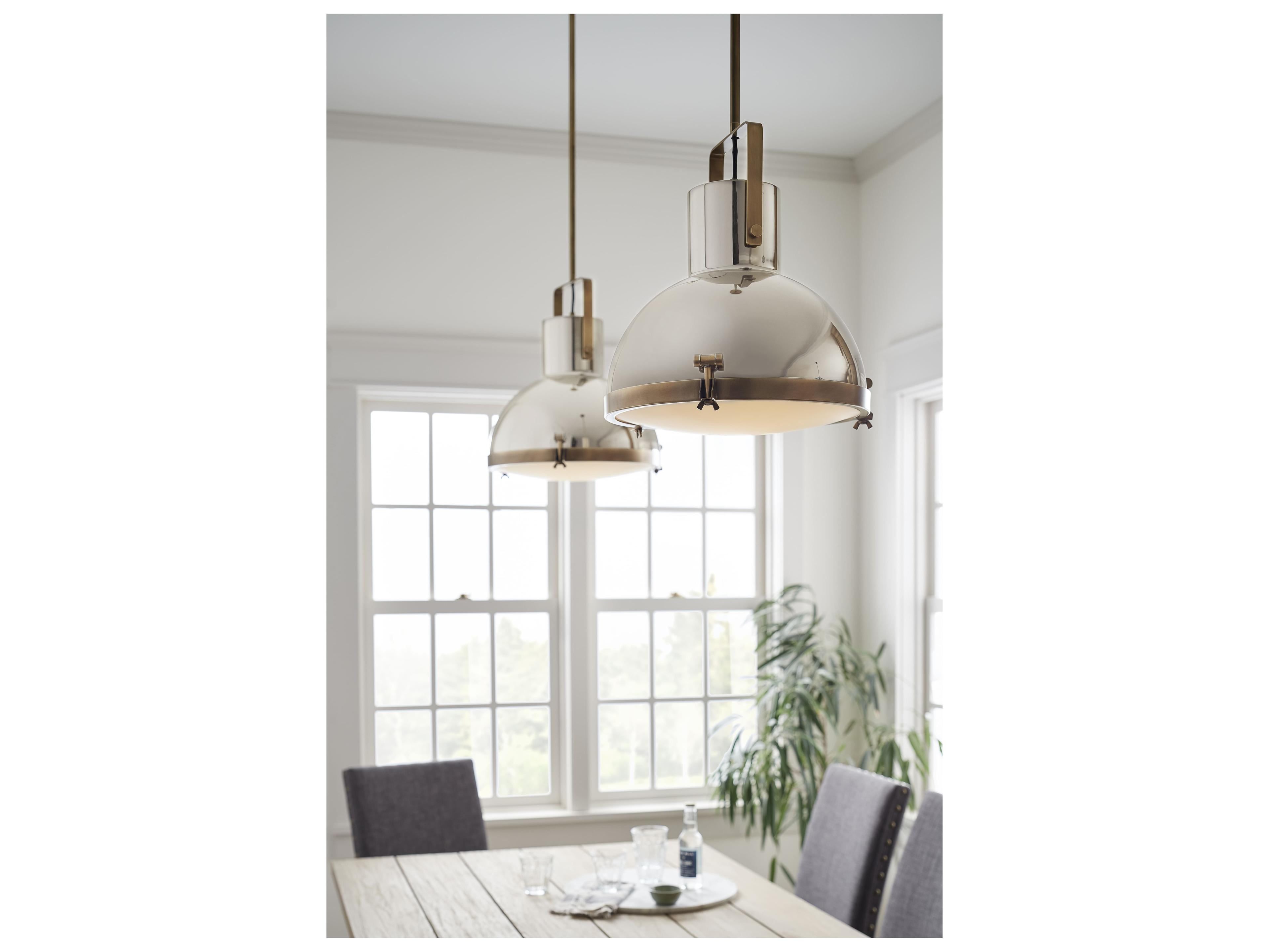 Hinkley Nautique 1-Light Heritage Brass Polished Nickel Pendant