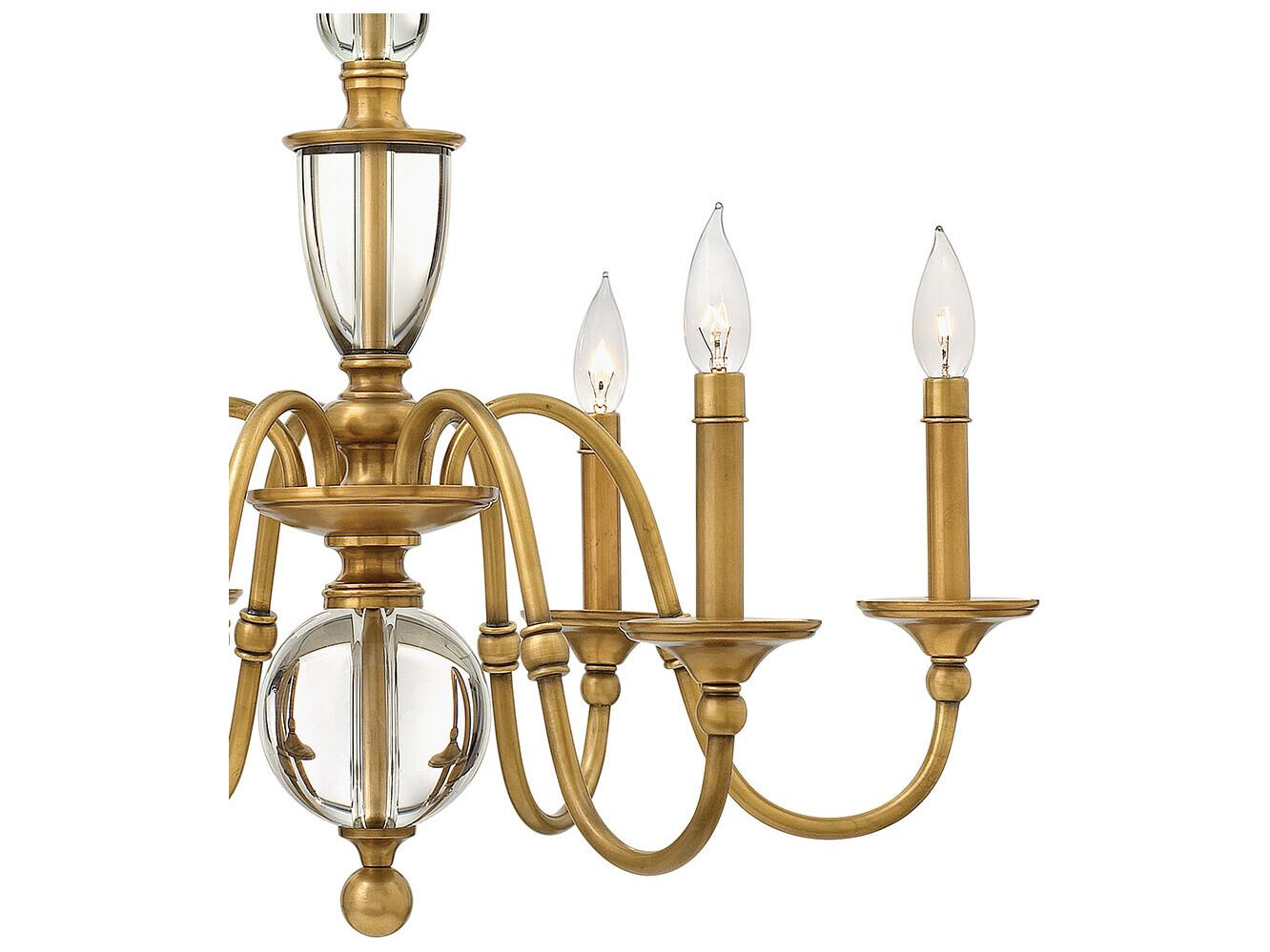 Hinkley Eleanor 6-Light Heritage Brass Bronze Candelabra Empire Chandelier