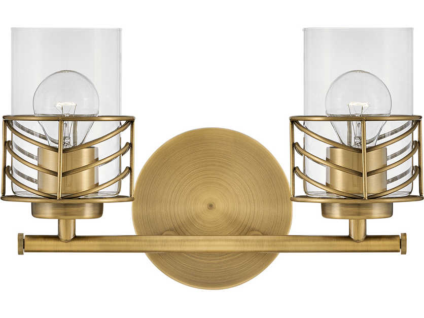 Hinkley Della 2-Light Lacquered Brass Glass Vanity Light