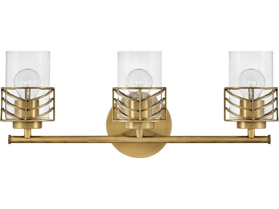 Hinkley Della 3-Light Lacquered Brass Glass Vanity Light
