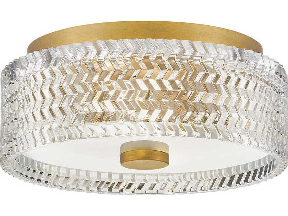 Hinkley Elle 2-Light Heritage Brass Glass Flush Mount