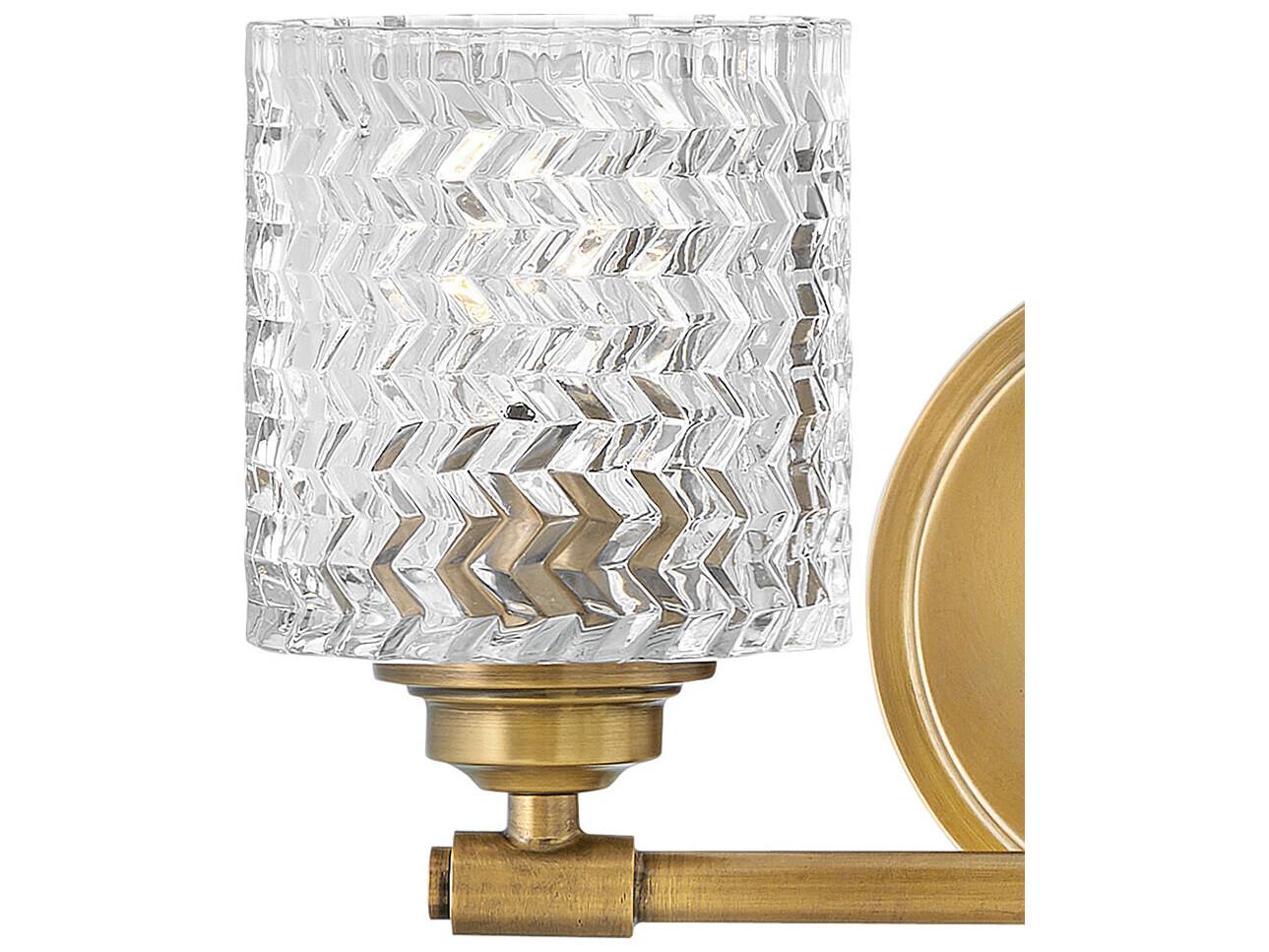 Hinkley Elle 2-Light Heritage Brass Glass Vanity Light