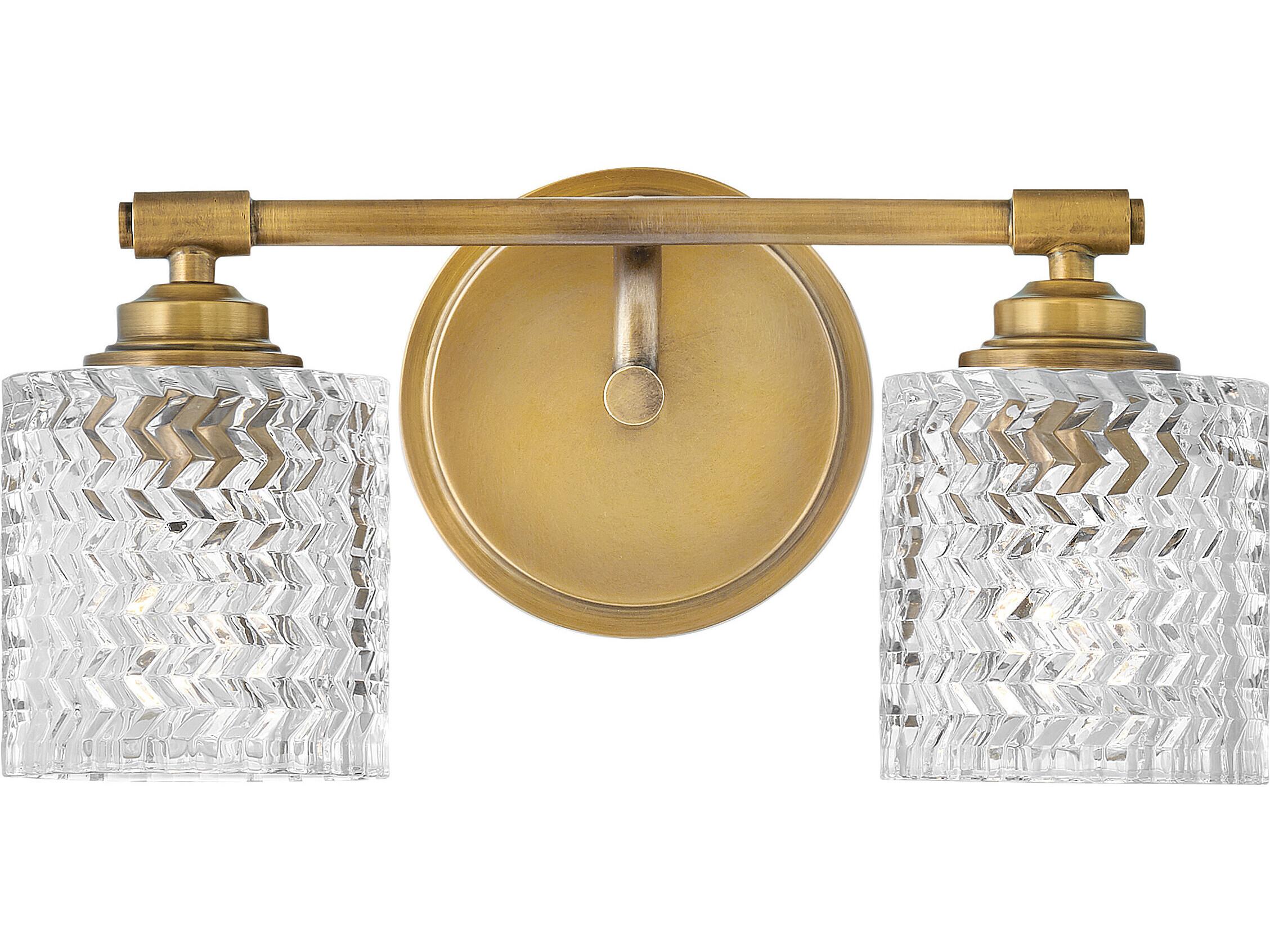Hinkley Elle 2-Light Heritage Brass Glass Vanity Light
