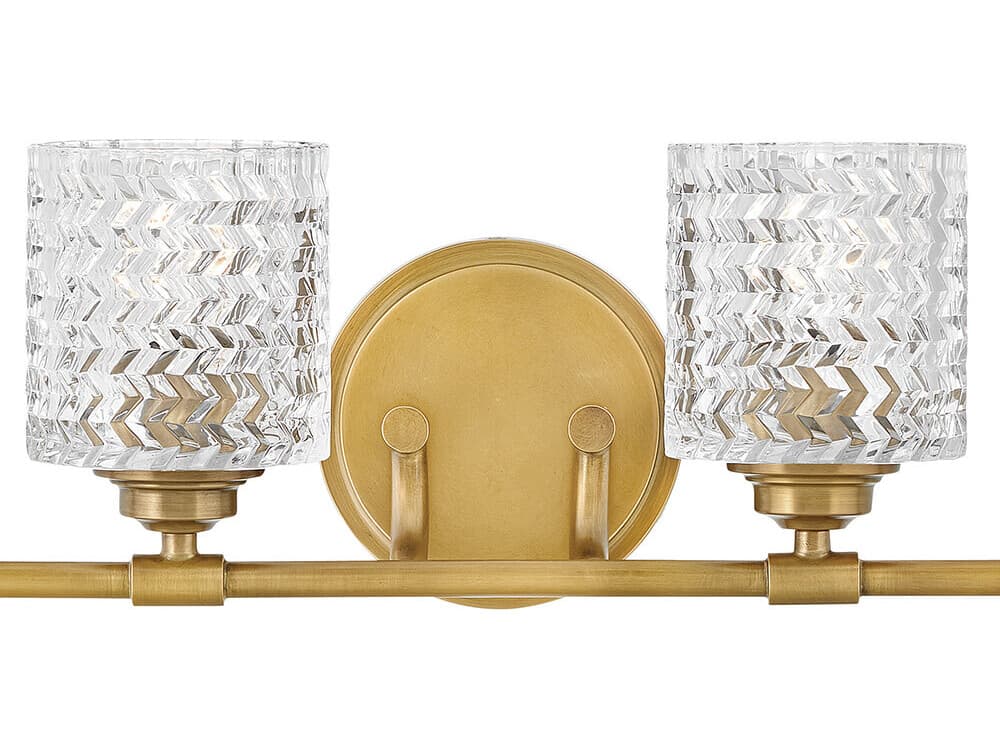 Hinkley Elle 4-Light Heritage Brass Glass Vanity Light