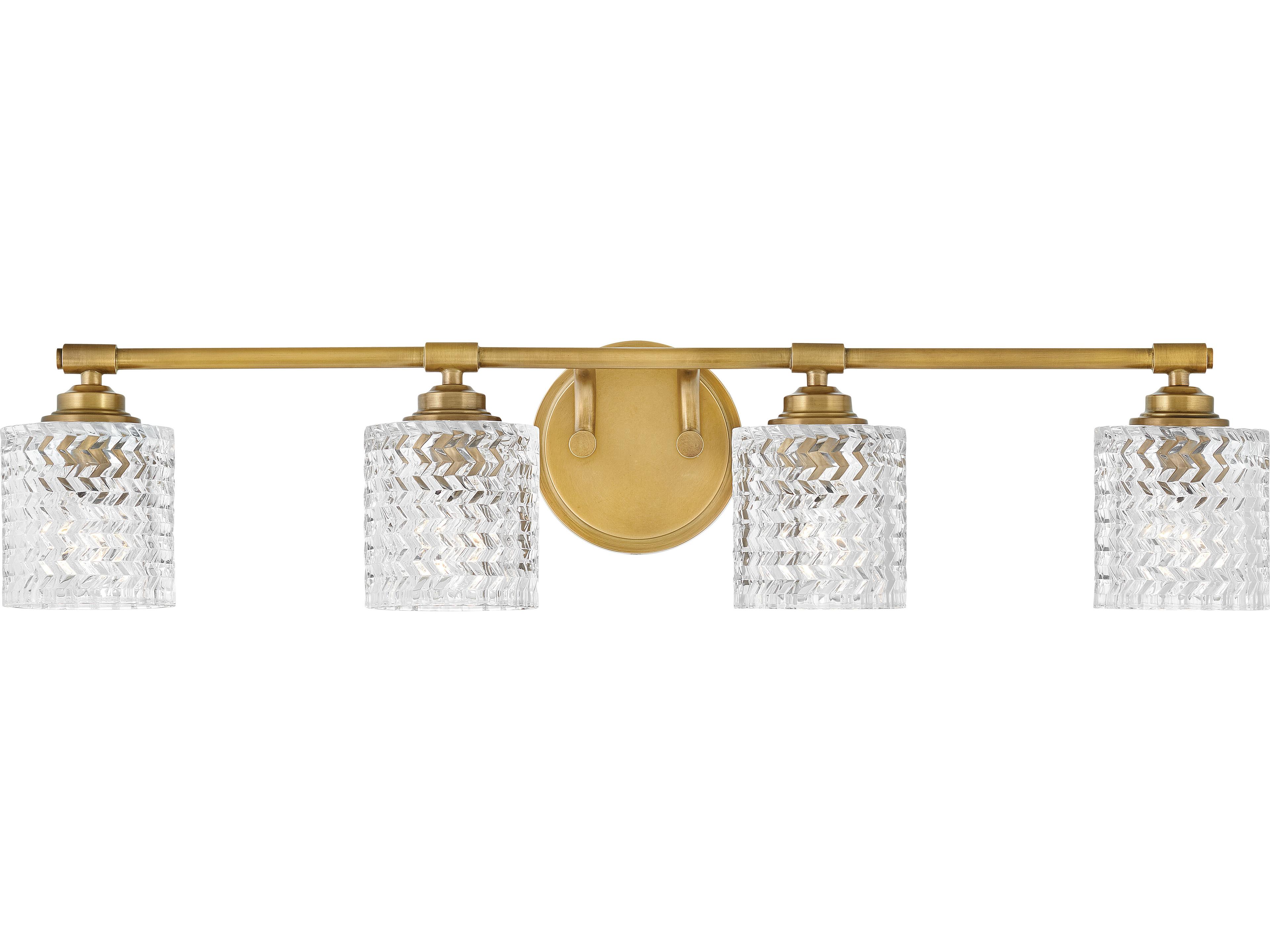 Hinkley Elle 4-Light Heritage Brass Glass Vanity Light