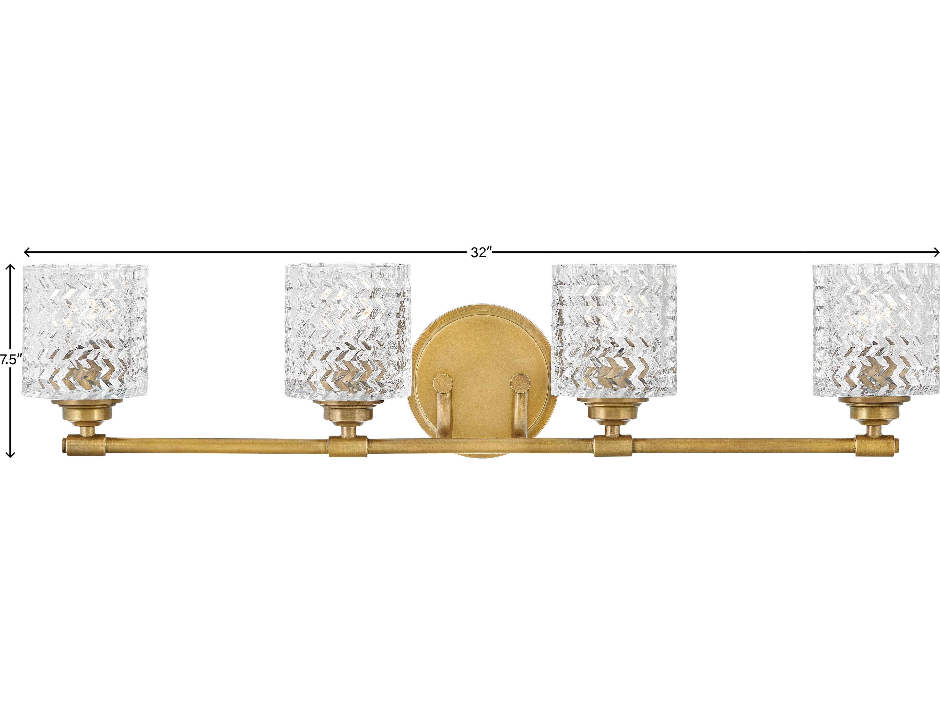 Hinkley Elle 4-Light Heritage Brass Glass Vanity Light