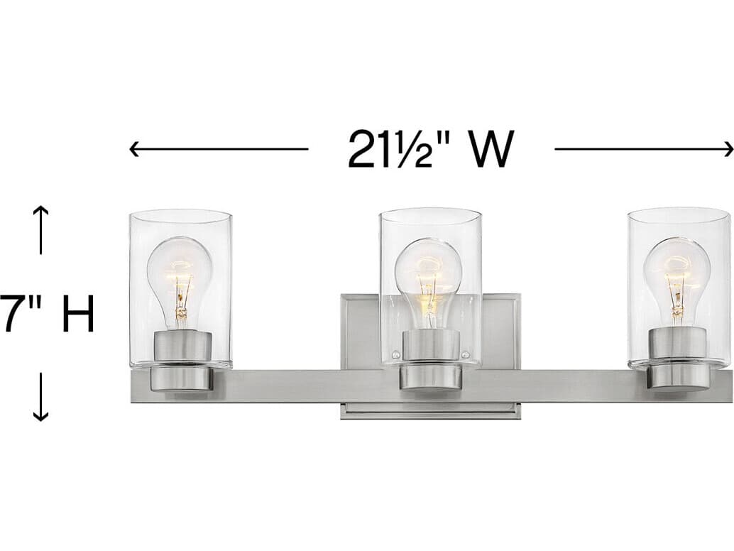 Hinkley Miley 3-Light Brushed Nickel Glass Vanity Light