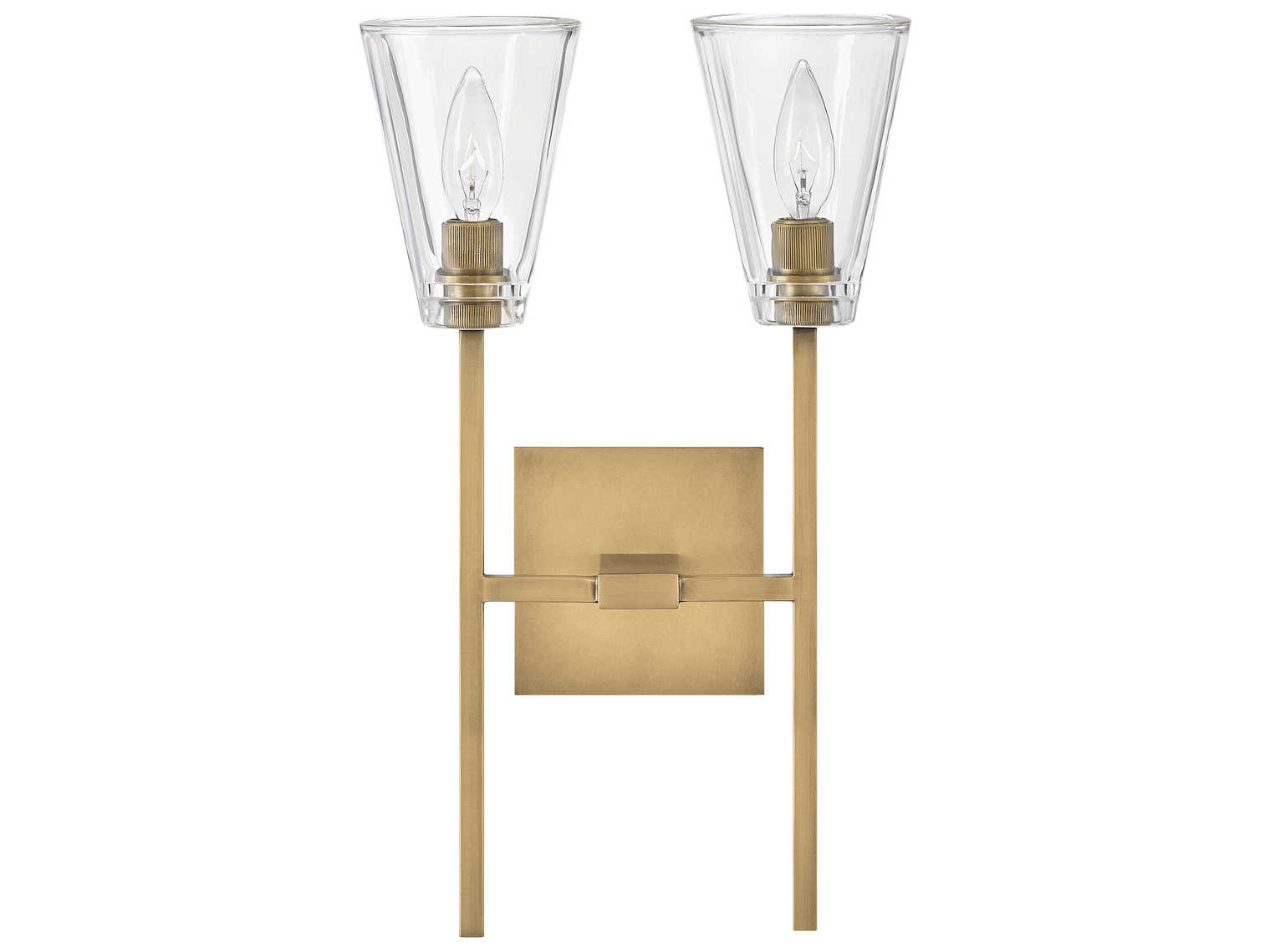 Hinkley Auden 2-Light Heritage Brass Glass Wall Sconce