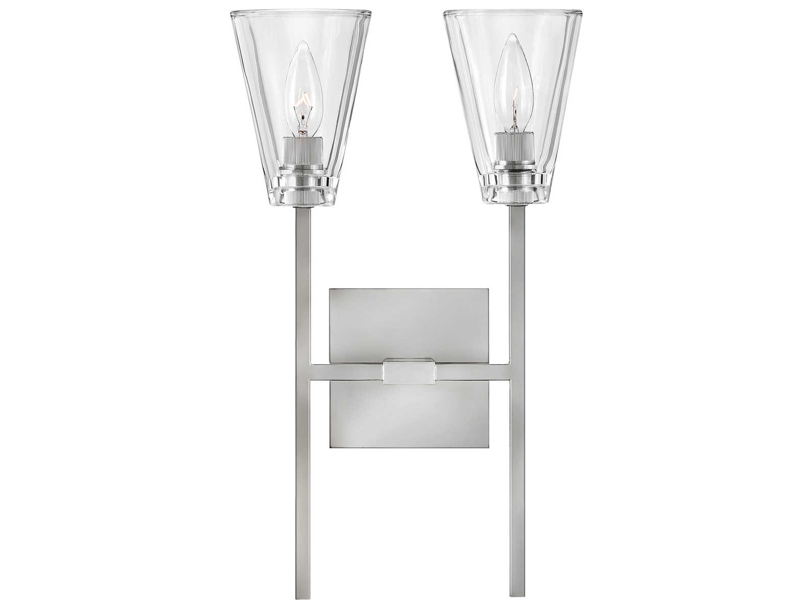 Hinkley Auden 2-Light Polished Nickel Glass Wall Sconce