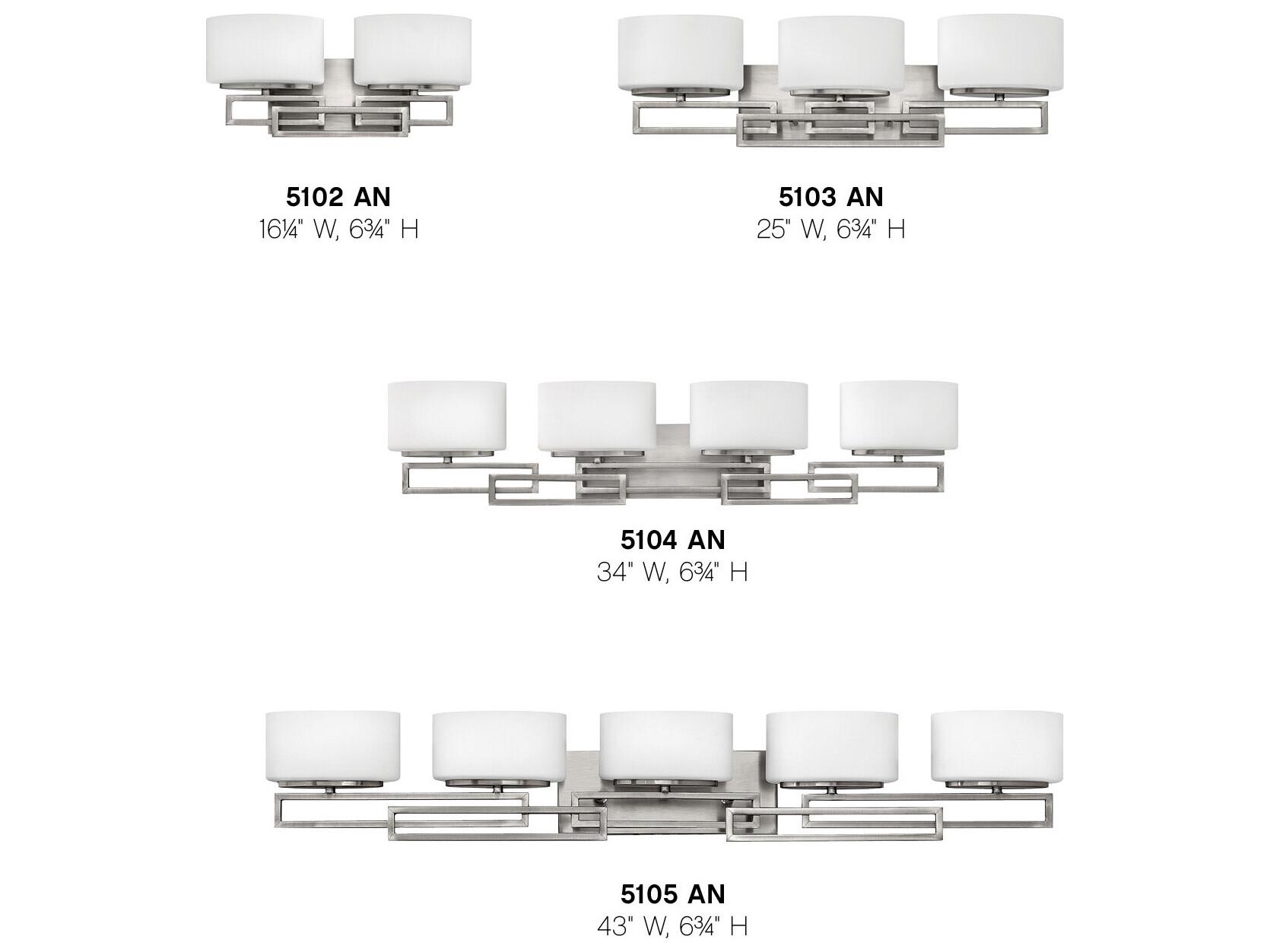 Hinkley Lanza 5-Light Antique Nickel Glass Vanity Light