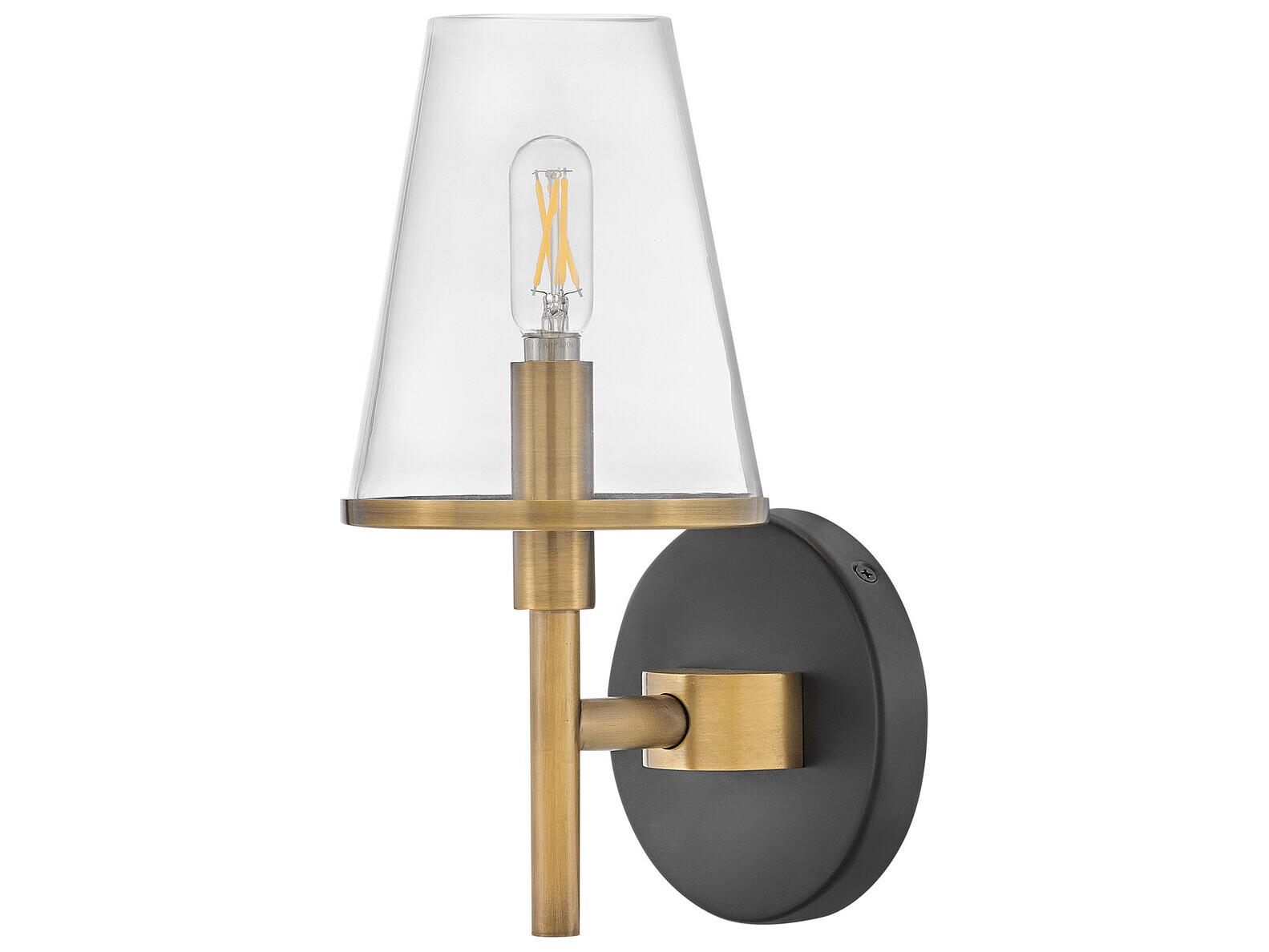 Hinkley Marten 1-Light Heritage Brass Black Glass Wall Sconce