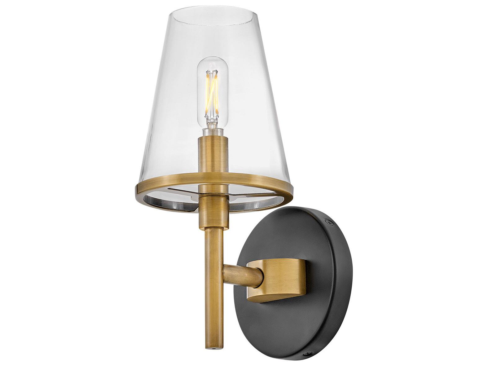 Hinkley Marten 1-Light Heritage Brass Black Glass Wall Sconce
