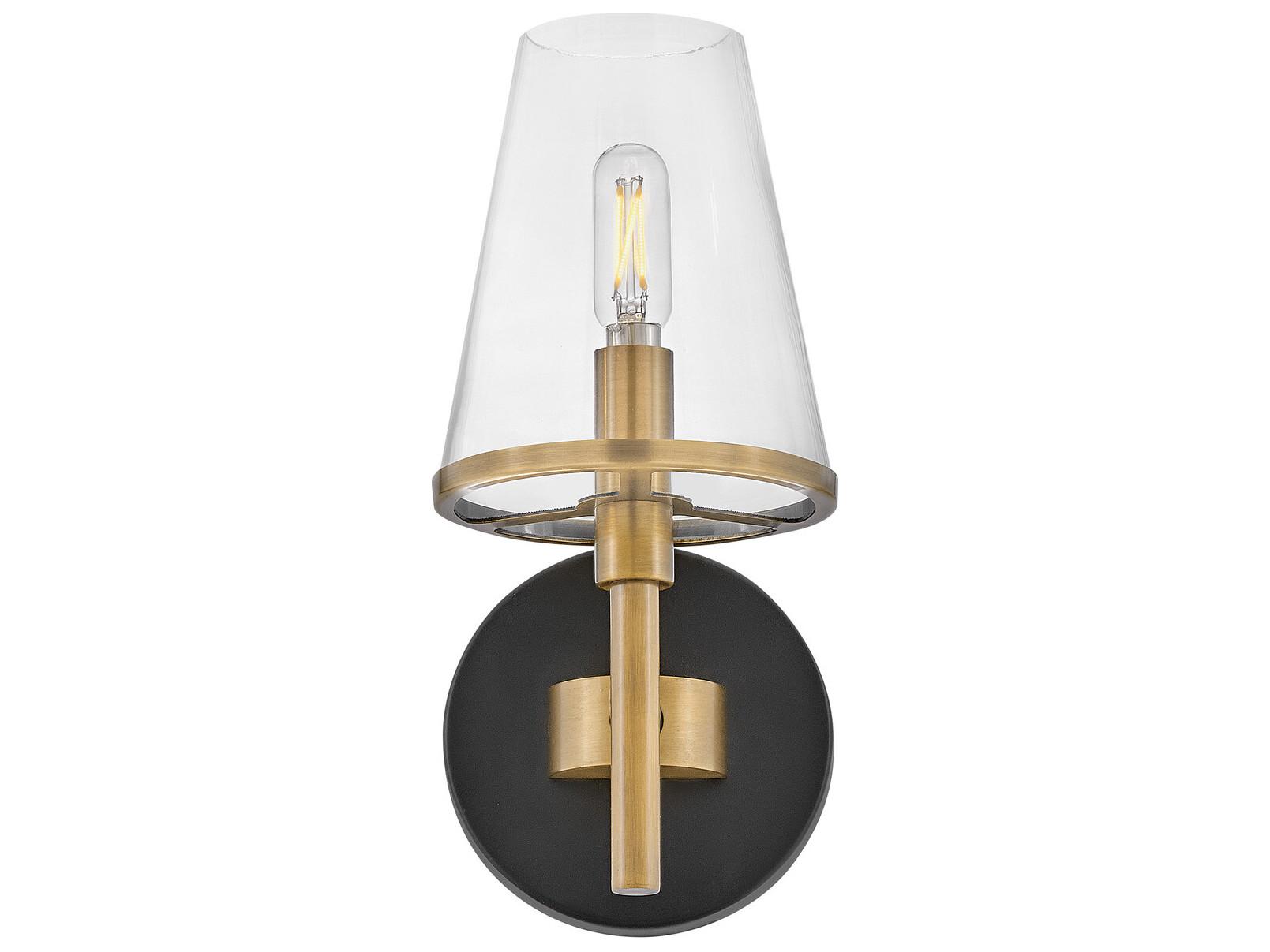 Hinkley Marten 1-Light Heritage Brass Black Glass Wall Sconce
