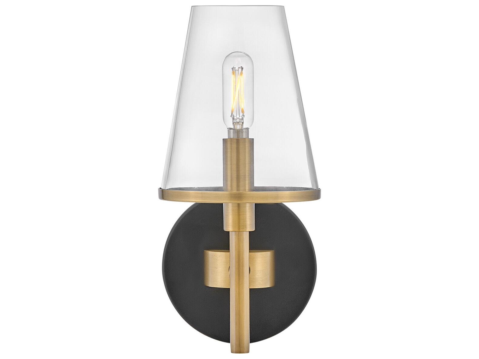 Hinkley Marten 1-Light Heritage Brass Black Glass Wall Sconce