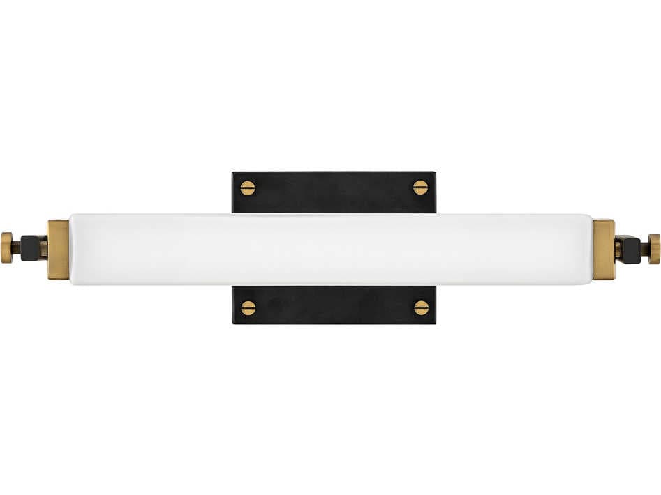 Hinkley Rollins Black Heritage Brass Glass LED Vanity Light