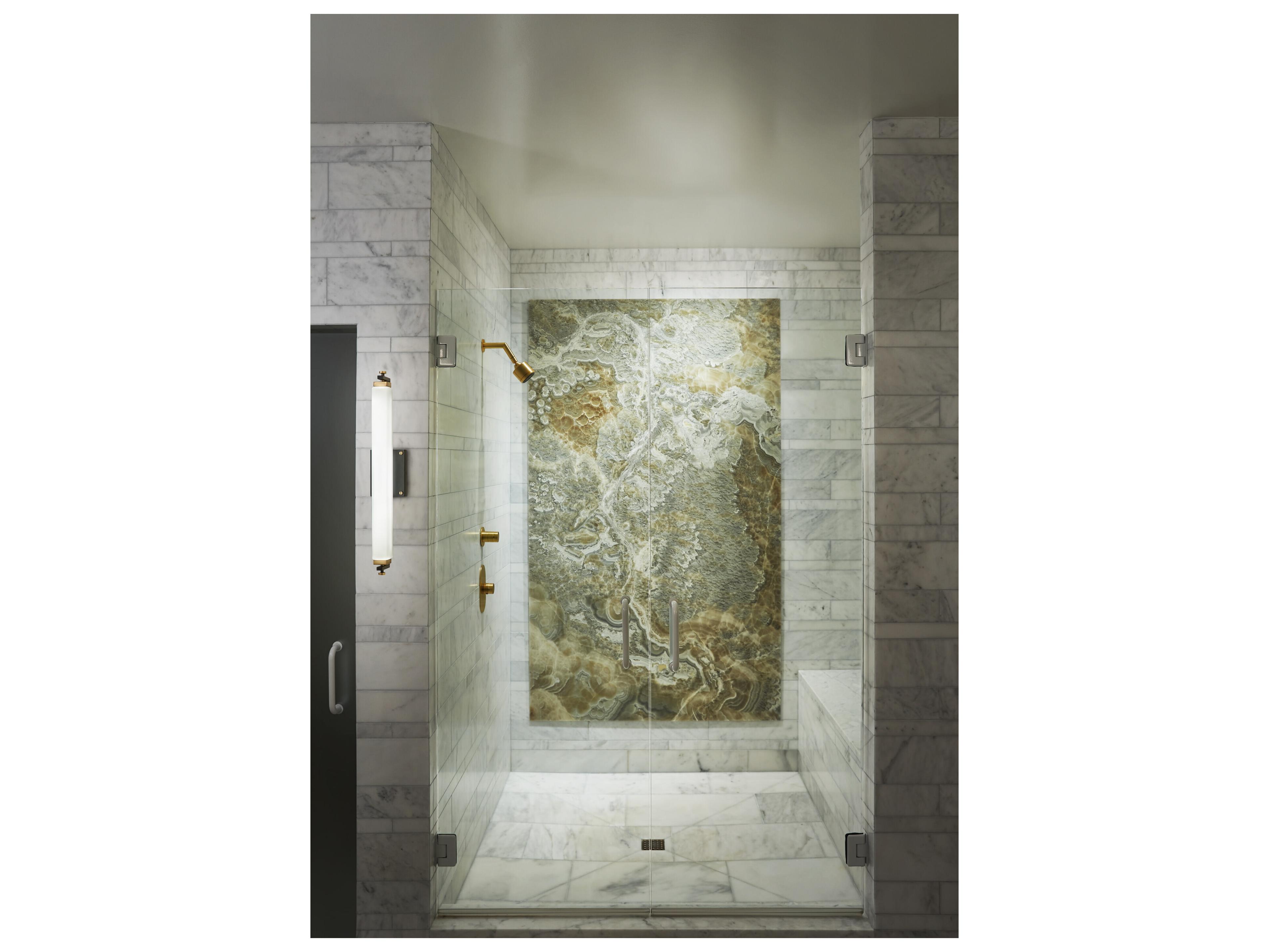 Hinkley Rollins Black Heritage Brass Glass LED Vanity Light