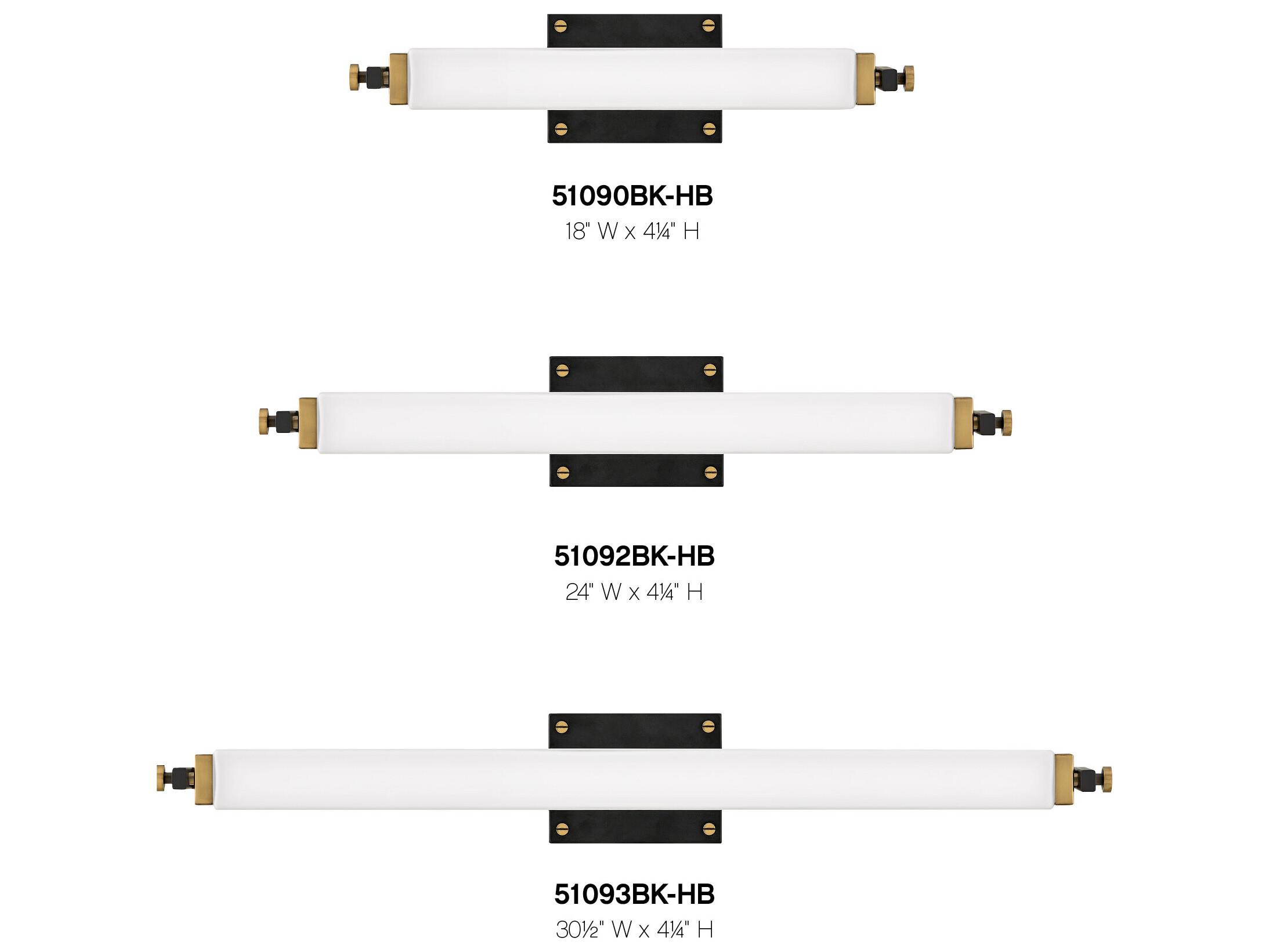 Hinkley Rollins Black Heritage Brass Glass LED Vanity Light