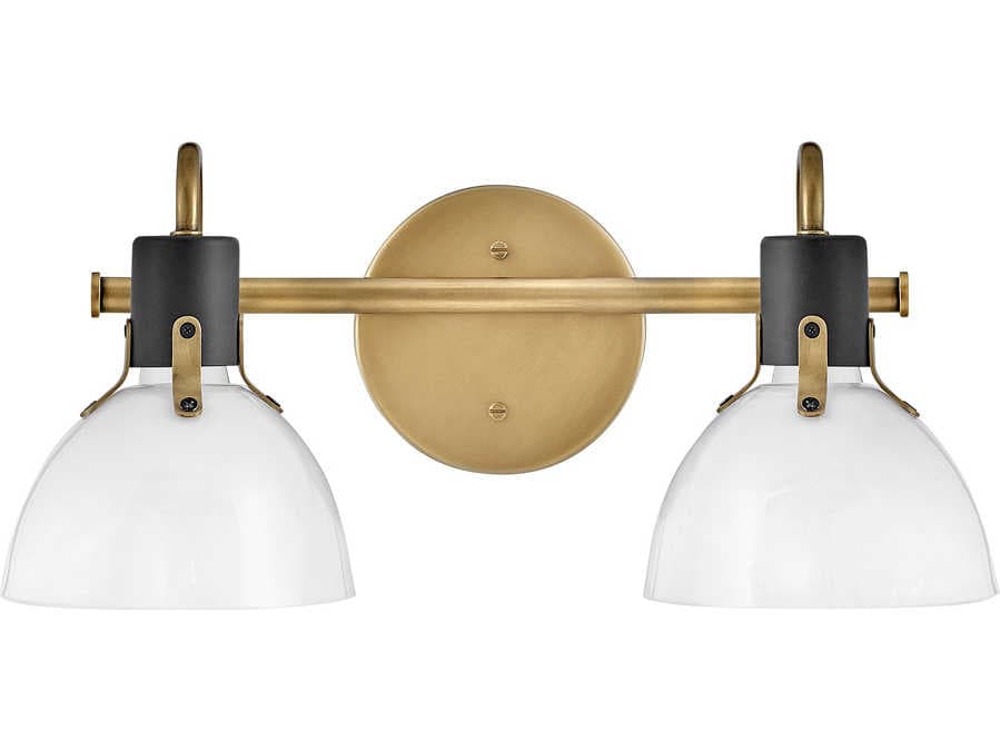 Hinkley Argo 2-Light Heritage Brass Black Glass Vanity Light